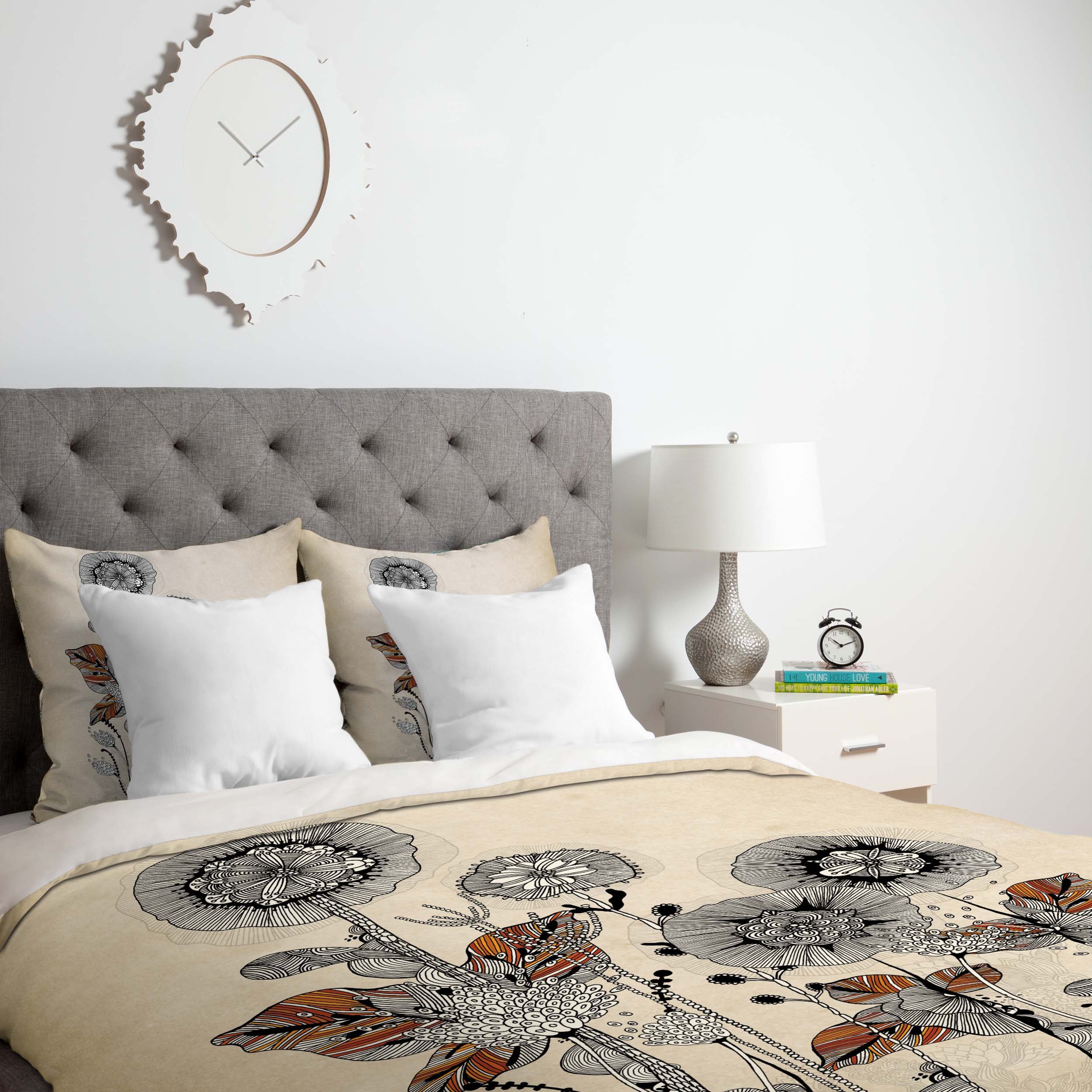 Deny Designs Iveta Abolina Floral 3-Piece Duvet Cover Set - Queen Size, Bohemian Style Bedding for Master Bedroom & Guest Room Decor