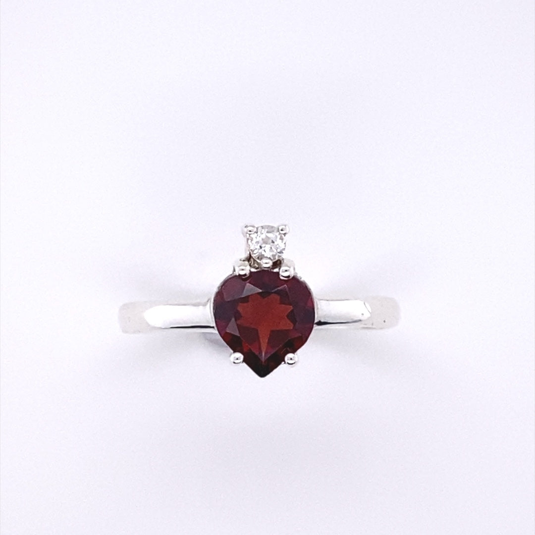 Genuine Garnet Sterling Silver Heart Ring for Women - Elegant Valentine's Day Gift, Anniversary Jewelry, Romantic Proposal Present