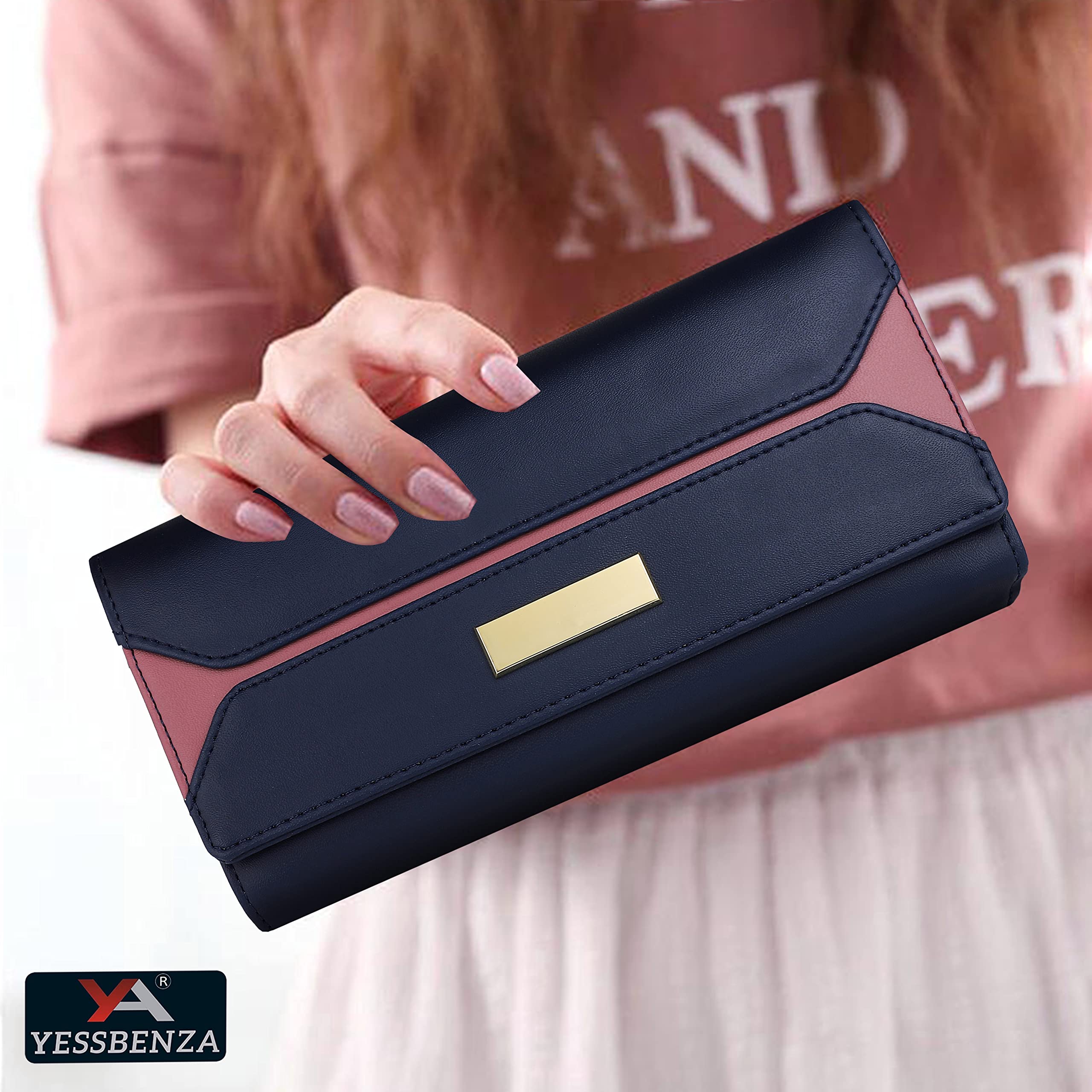 YESSBENZA Women's Faux Leather Clutch Purse with 6 Card Slots - Stylish Wallet Handbag for Ladies & Teens (Royal Blue) - Perfect for Parties, Dating & Evening Events