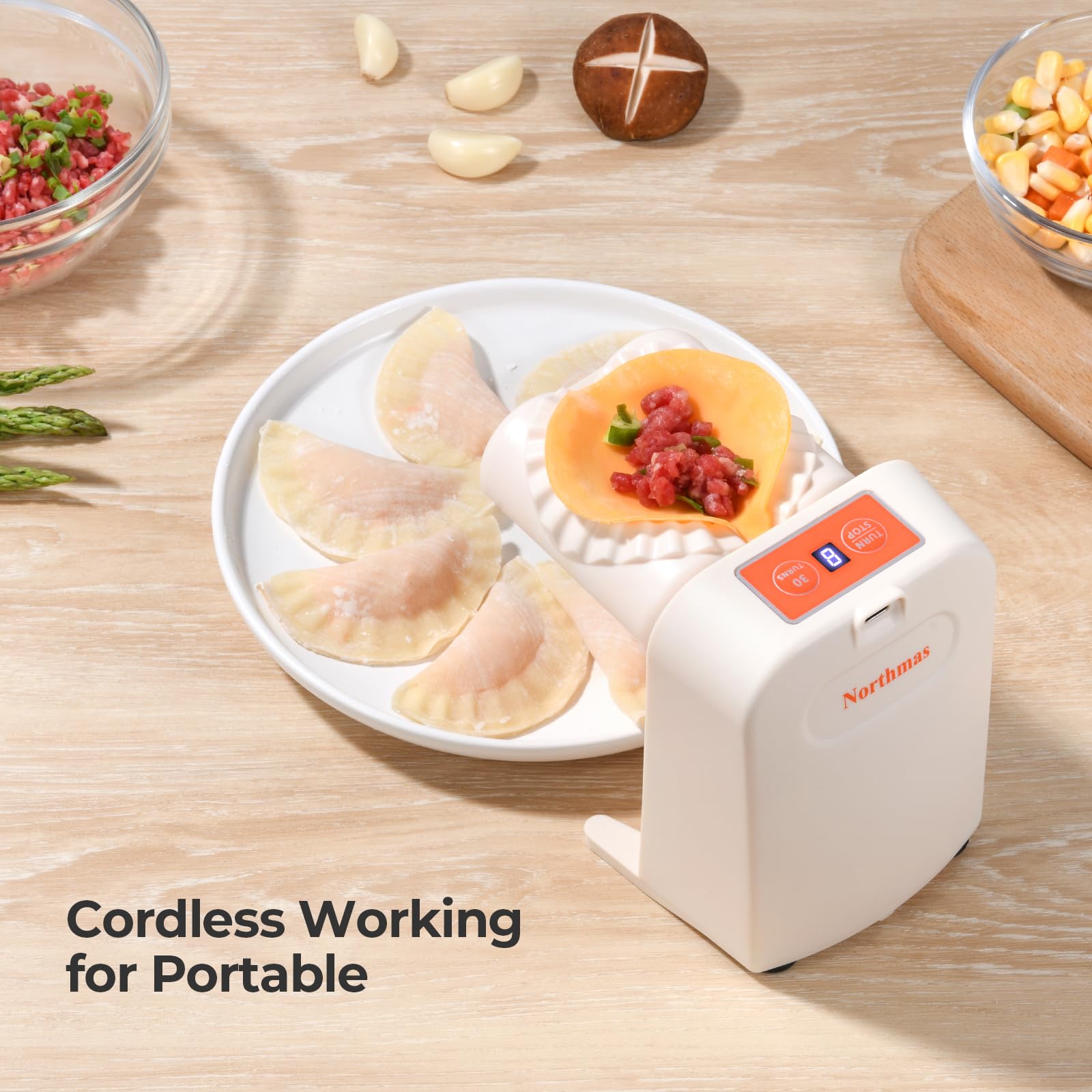 Electric Dumpling Maker Machine - Automatic Dumpling Wrapper & Filling Tool, 2000 RPM Cordless Operation, BPA-Free for Healthy Cooking | Perfect for Home Kitchen, Party Snacks & Asian Cuisine Preparation