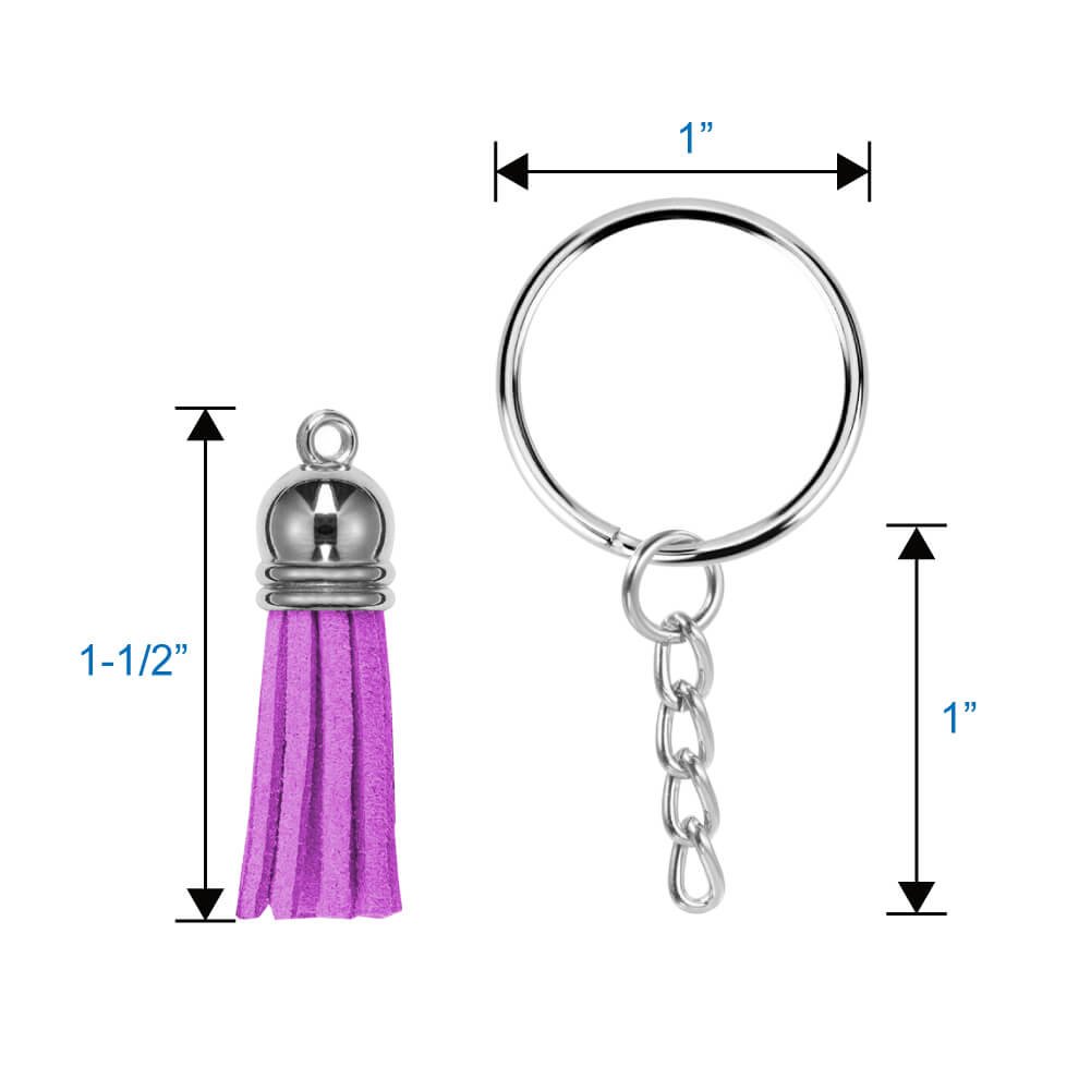 100Pcs Bulk Key Chain Rings with Chains & Tassel Pendants - DIY Keychain Making, Jewelry Craft Supplies for Gifts, Party Favors & Home Decor Accessories