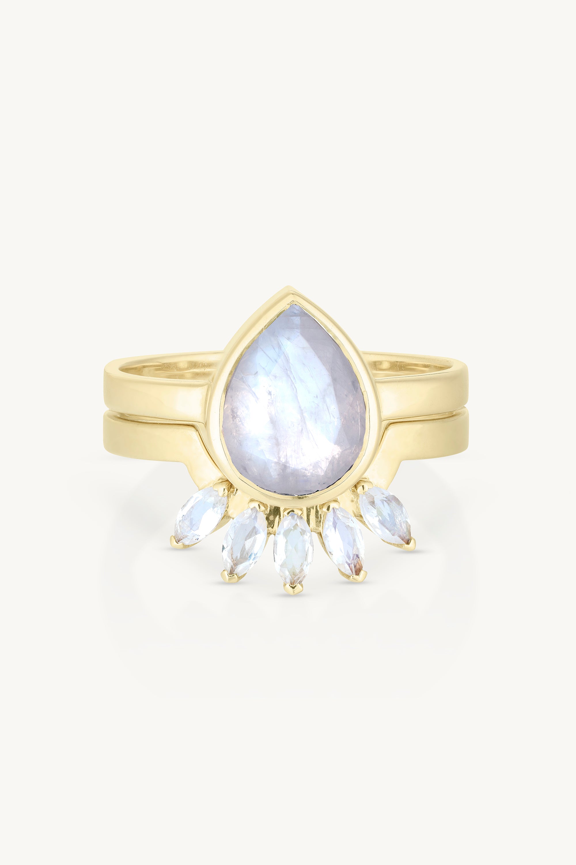 9K Yellow Gold Moonstone Teardrop Ring - Elegant Dainty Jewelry for Women, Perfect for Weddings, Parties & Everyday Wear