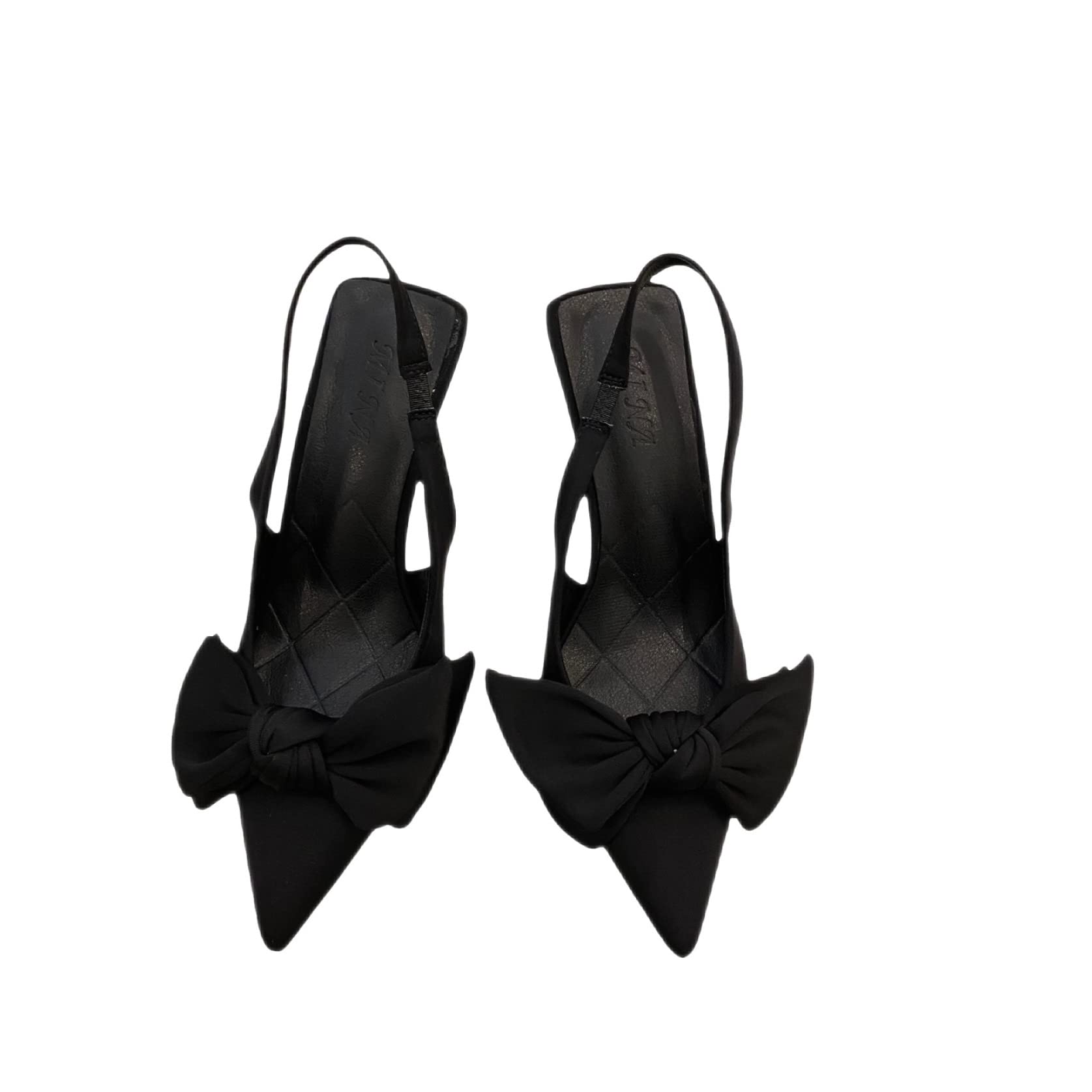 Women's Slingback Heels Sandals - Sweet Bow Closed Toe Stiletto Pumps with Elastic Strap | Dressy High Heels for Party, Wedding & Evening Wear