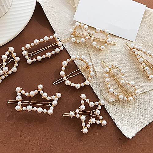 APSAMBR - 2PC Fashion Bow-Shaped Geometric Hollow Pearl Hair Clips | Korean Metal Barrettes for Women & Girls | Elegant Hair Accessories for Weddings, Parties & Daily Styling