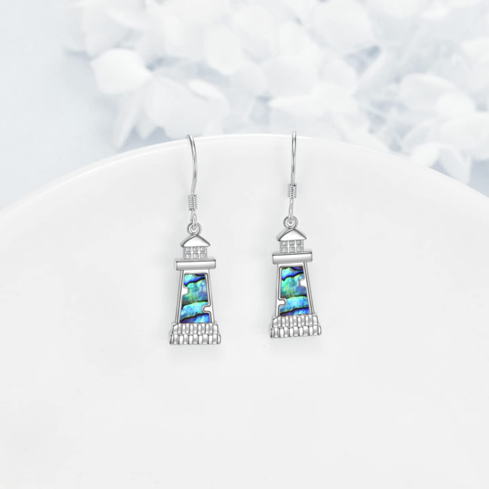 ONEFINITY Sterling Silver Lighthouse Necklace & Earrings Set for Women - Abalone Shell Pendant, Mothers Day Jewelry Gift for Girlfriend, Wife, Lover | Perfect for Beach Vacations, Anniversary Presents & Romantic Occasions