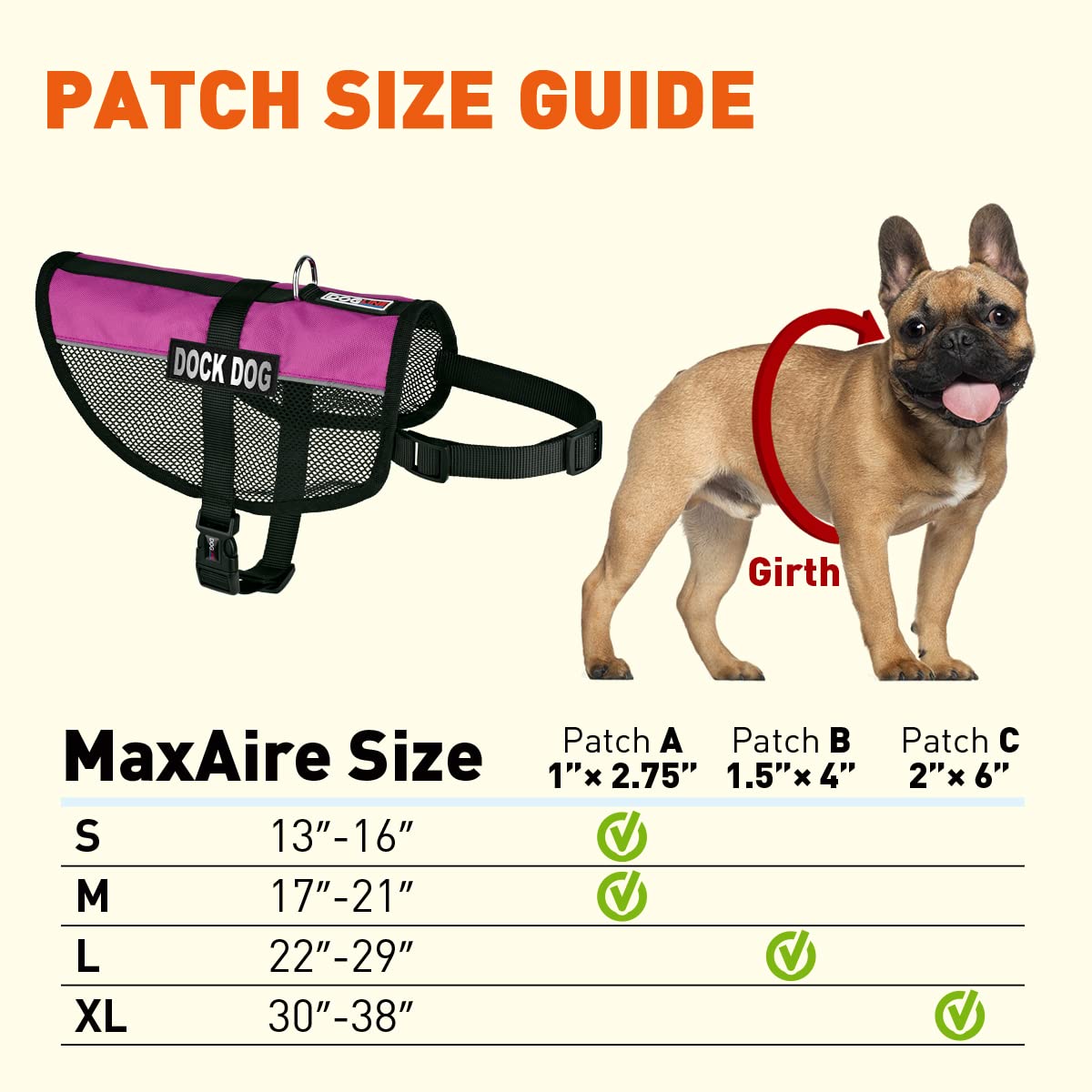 **Dogline MaxAire Vest - Adjustable Dog Harness with Removable Patch & Reflective Strips for Small, Medium & Large Dogs (13-16