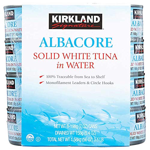 Kirkland Signature Premium White Albacore Tuna in Water - 7 oz Cans (Pack of 8) | High Protein, Low Mercury | Perfect for Salads, Sandwiches & Healthy Meal Prep