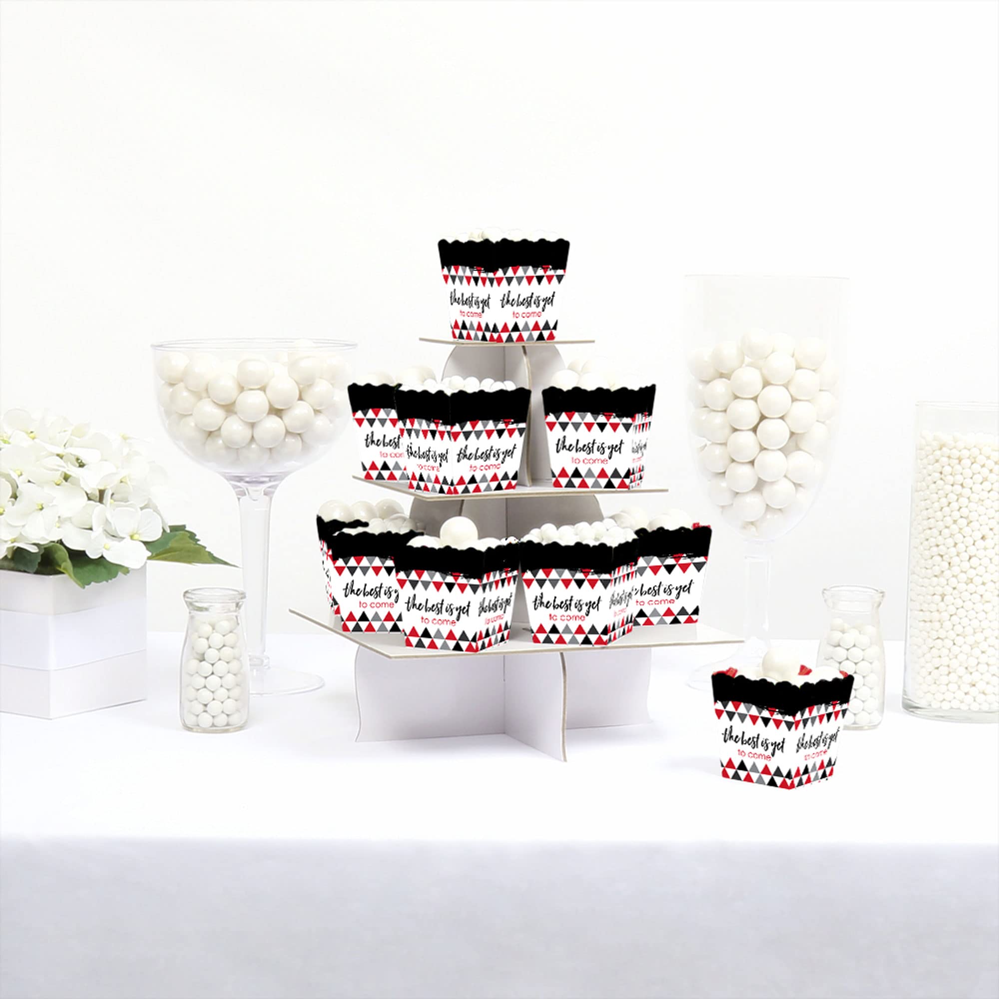 Red Graduation Party Favor Boxes - 'Best is Yet to Come' Mini Candy Treat Boxes - Set of 12 for Graduation Celebrations, School Events & Party Decorations