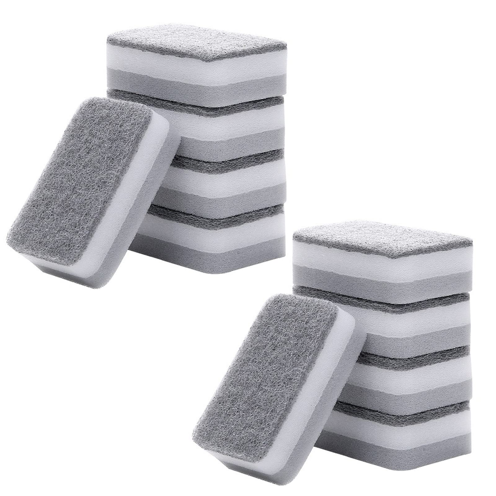 Circle Brush Heavy Duty Cellulose Scrub Sponge - Dual Sided Dishwashing Sponge for Kitchen, 10 Pack Scrubbing Brush (Grey, One Size) - Perfect for Pots, Pans, and Stubborn Stains