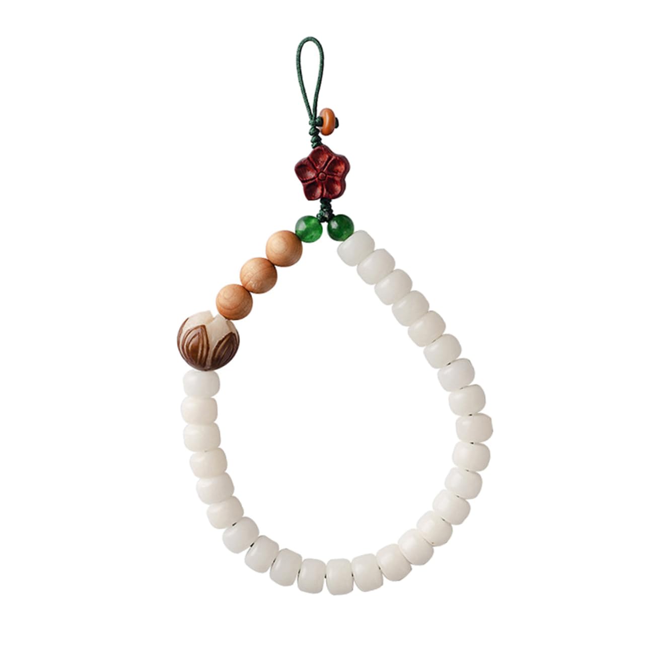UKCOCO White Jade Bodhi Phone Lanyard - Stylish Smartphone Hanging Charm, Mobile Phone Strap, Car Decoration, Small Gift for Cell Phone, Perfect for Travel, Work, and Daily Use