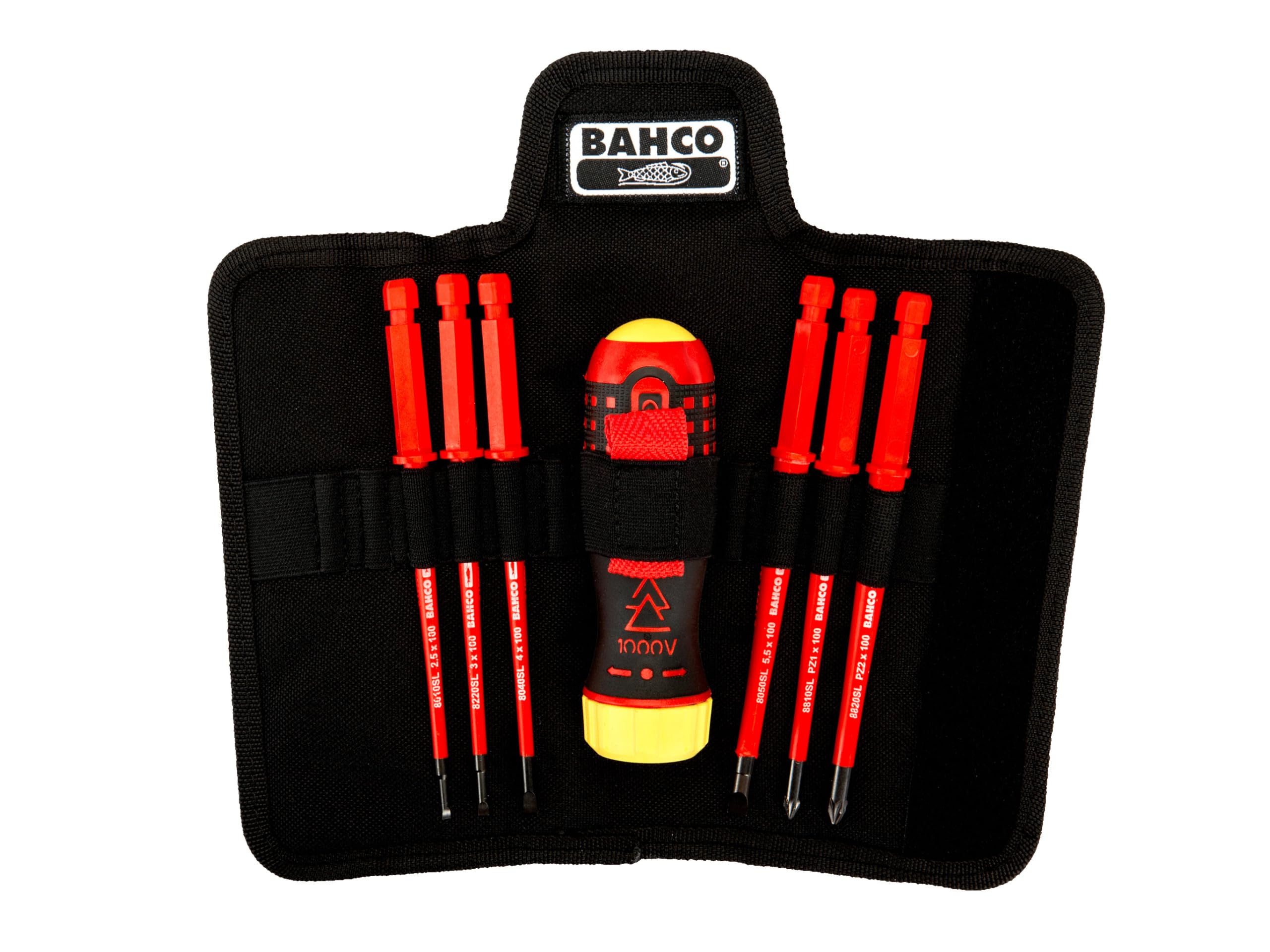 Bahco 808062 1000V Insulated Tool Set (7-Piece) - Professional Electrician Tools for Electrical Work & Home Repairs - Gray Color