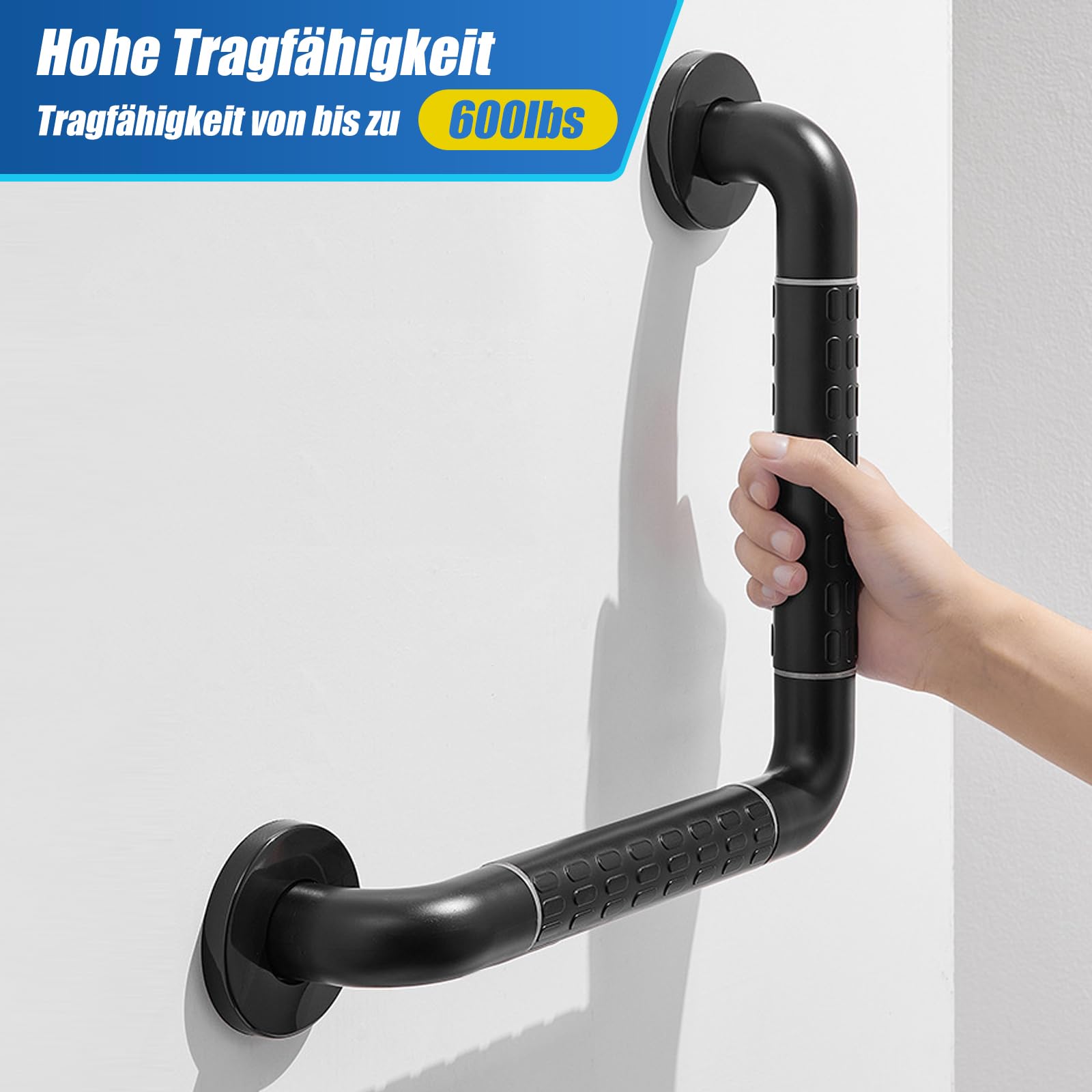 **30cm Black Shower Grab Bar for Seniors - Non-Slip Bathroom Safety Handle for Bathtub & Shower - Sturdy Support for Elderly & Disabled - Perfect for Bathroom, Toilet & Wet Areas**