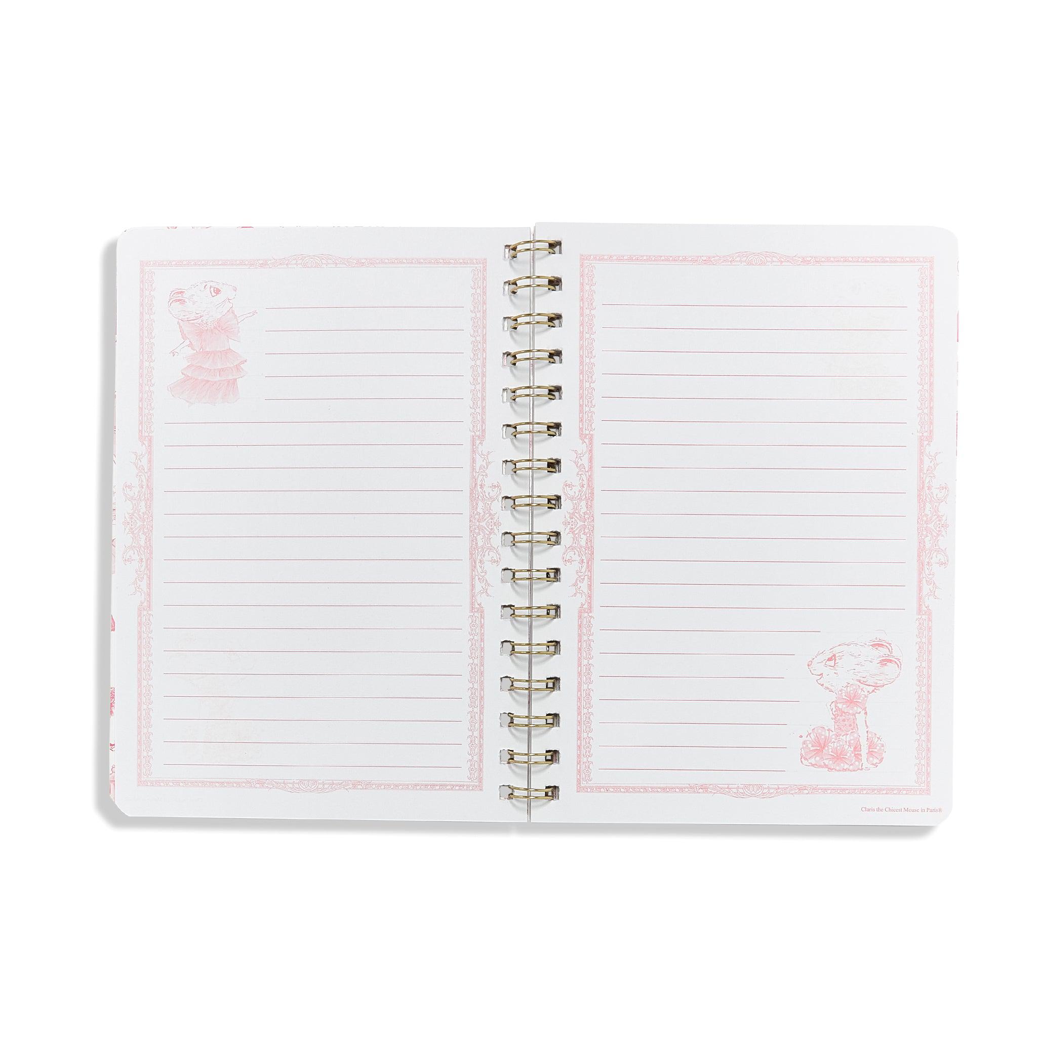 Claris The Mouse A5 Spiral Notebook - Cute Animal Design, 80 Sheets College Ruled Paper, Perfect for School, Office & Journaling - Back to School Supplies & Gift Idea