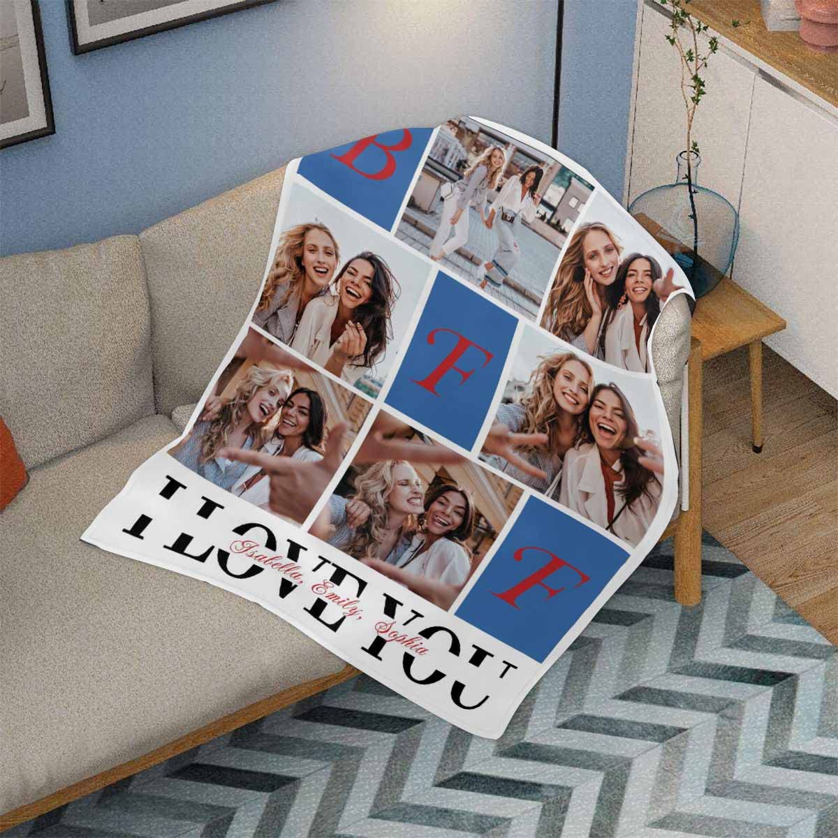 MyPupSocks Custom Photo Fleece Blanket - Personalized 6 Picture Throw Blanket for Couples, BFFs & Family - Soft Lightweight 70x80 Inch Blanket for Bed, Couch, Living Room - Perfect Gift for Anniversary, Birthday & Home Decor