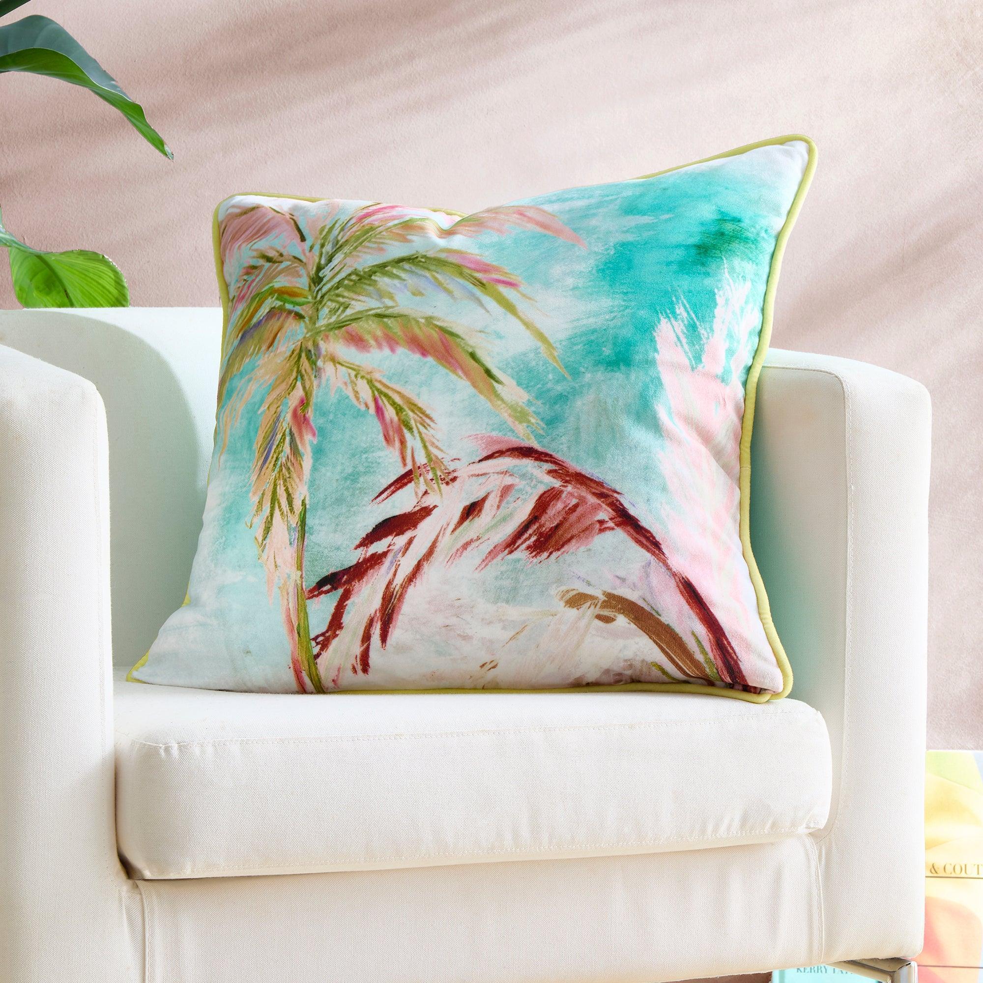 Appletree Style Leilani Cushion - Soft Green Decorative Throw Pillow for Sofa, Bed & Home Decor
