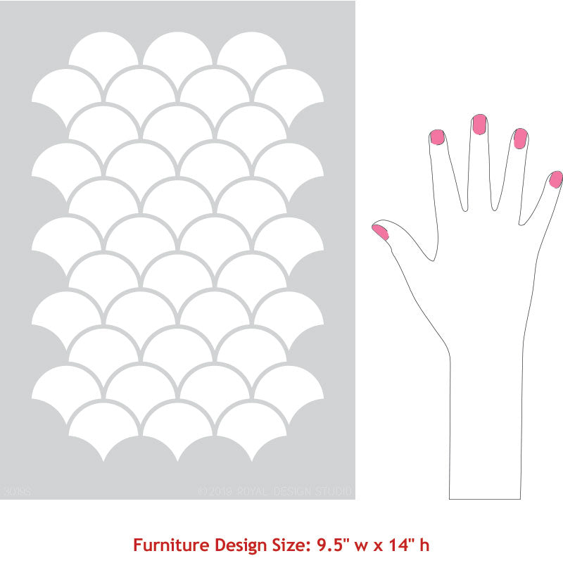 Moroccan Scallops Furniture Stencil - Reusable DIY Home Decor Template for Wood, Walls & Fabric - Perfect for Boho, Farmhouse & Coastal Style Decorating