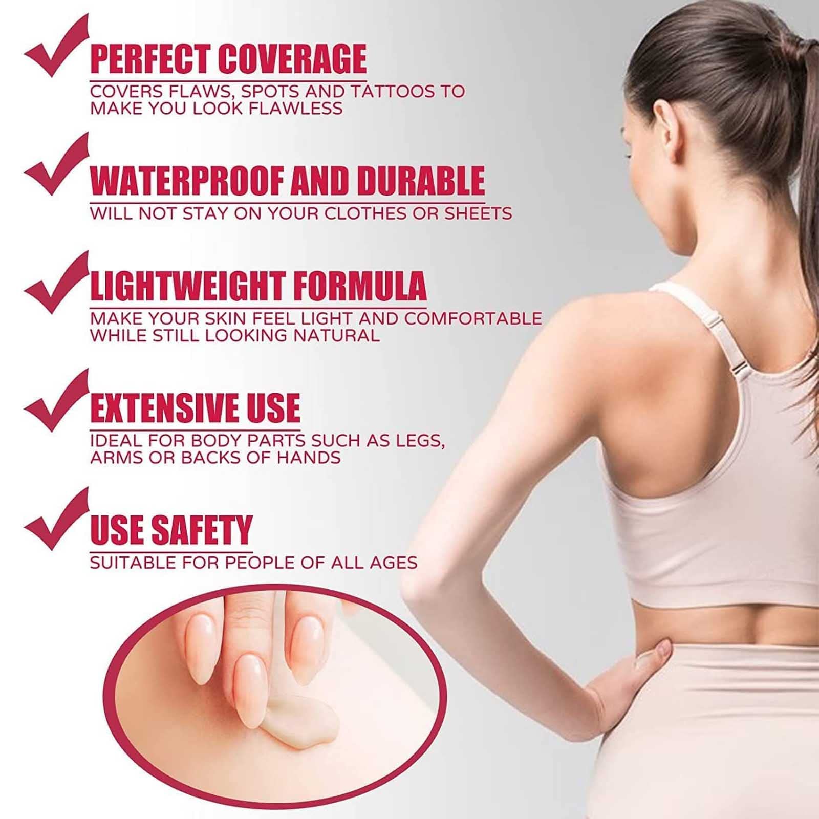 Waterproof Body Makeup Foundation - Best Tattoo Cover Up Makeup for Blemishes, Scars & Tattoos | Long-Lasting, Full Coverage for Weddings, Photos & Everyday Wear