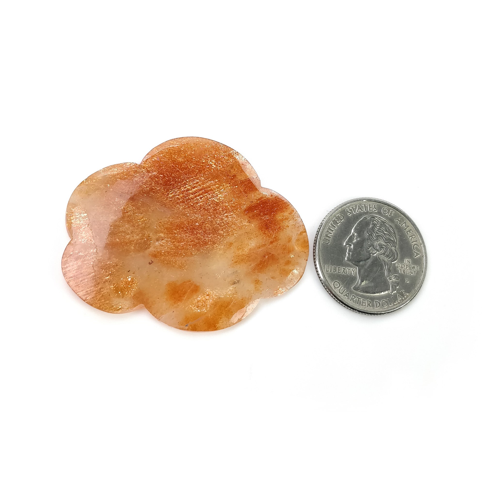 Natural Untreated Chatoyant Orange Sunstone Gemstone Carving - 50.65cts Hand Carved Cloud Shape 47x38mm | Healing Crystal, Jewelry Making, Meditation Stone | With Authenticity Video