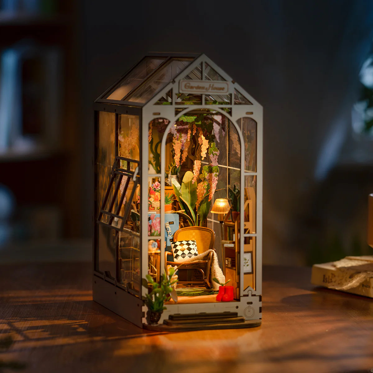 Rolife Holiday Garden House DIY Book Nook Kit - 3D Wooden Puzzle for Adults, Creative Home Decor & Bookshelf Insert - Perfect for Christmas Gifts, Relaxation & Craft Lovers