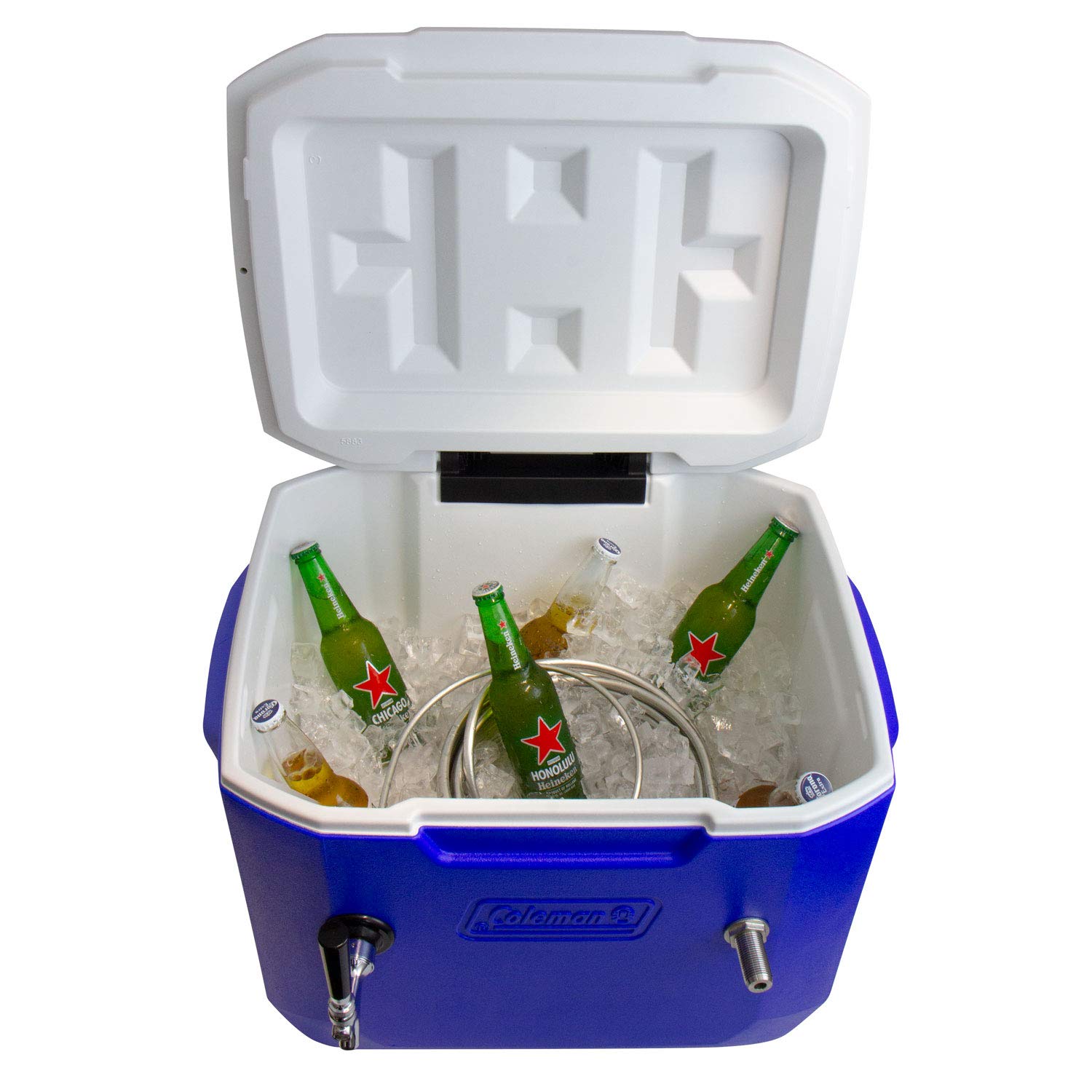 Kegco 1 Tap Jockey Box Portable Beer Dispenser - Blue Stainless Steel Cooler for Outdoor Parties, Camping & Tailgating