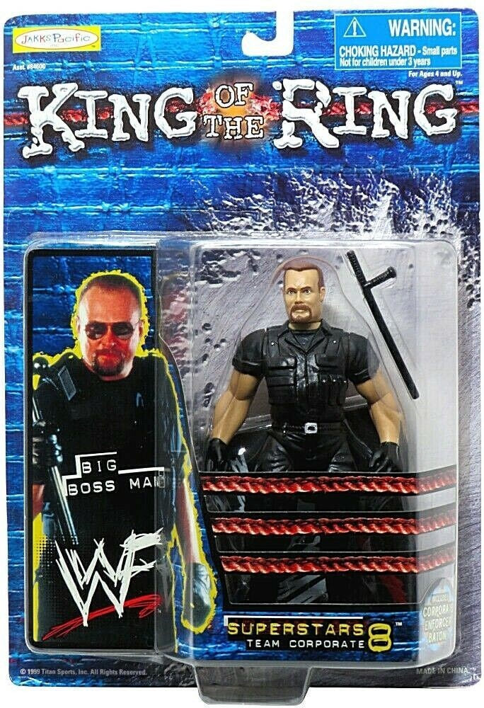 1999 WWF Jakks Pacific Superstars Series 8 Team Corporate Big Boss Man Wrestling Action Figure - Collectible Toy for WWF Fans & Wrestling Memorabilia Collectors - Perfect for Display, Play, and Nostalgic Wrestling Collections