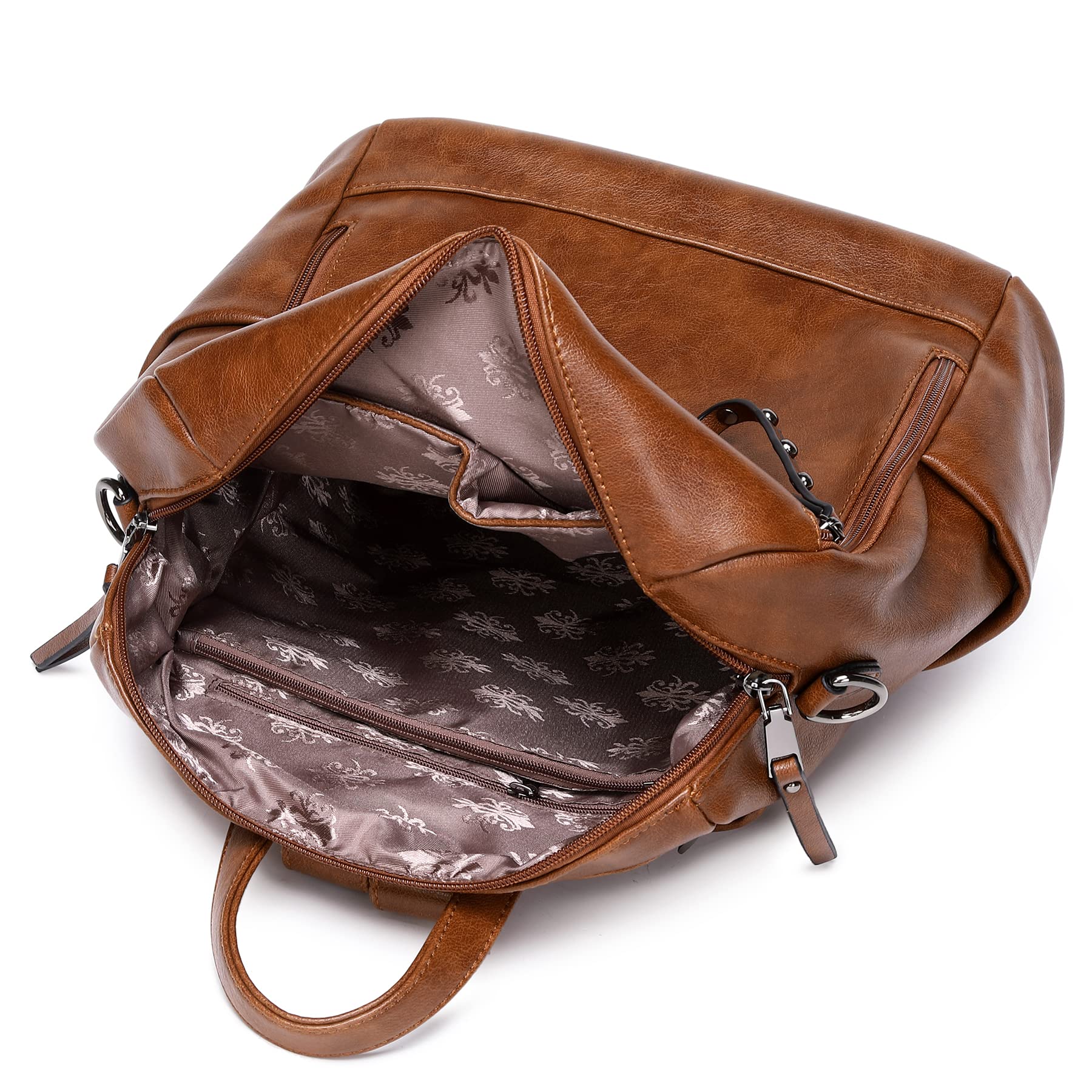 Stylish Leather Backpack Purse for Women - Fashionable Travel Backpack & Designer Shoulder Bag in Dark Red | Perfect for Work, Commute & Weekend Getaways