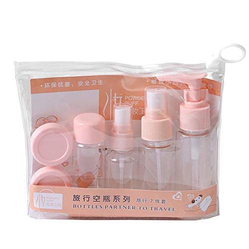 Top Select 7-Piece Portable Travel Cosmetic Bottles Set - Leak-Proof Plastic Pressing Spray Bottles for Makeup, Toiletries & Skincare Liquids (Multi-Color) - Perfect for Travel, Gym & Daily Organizing