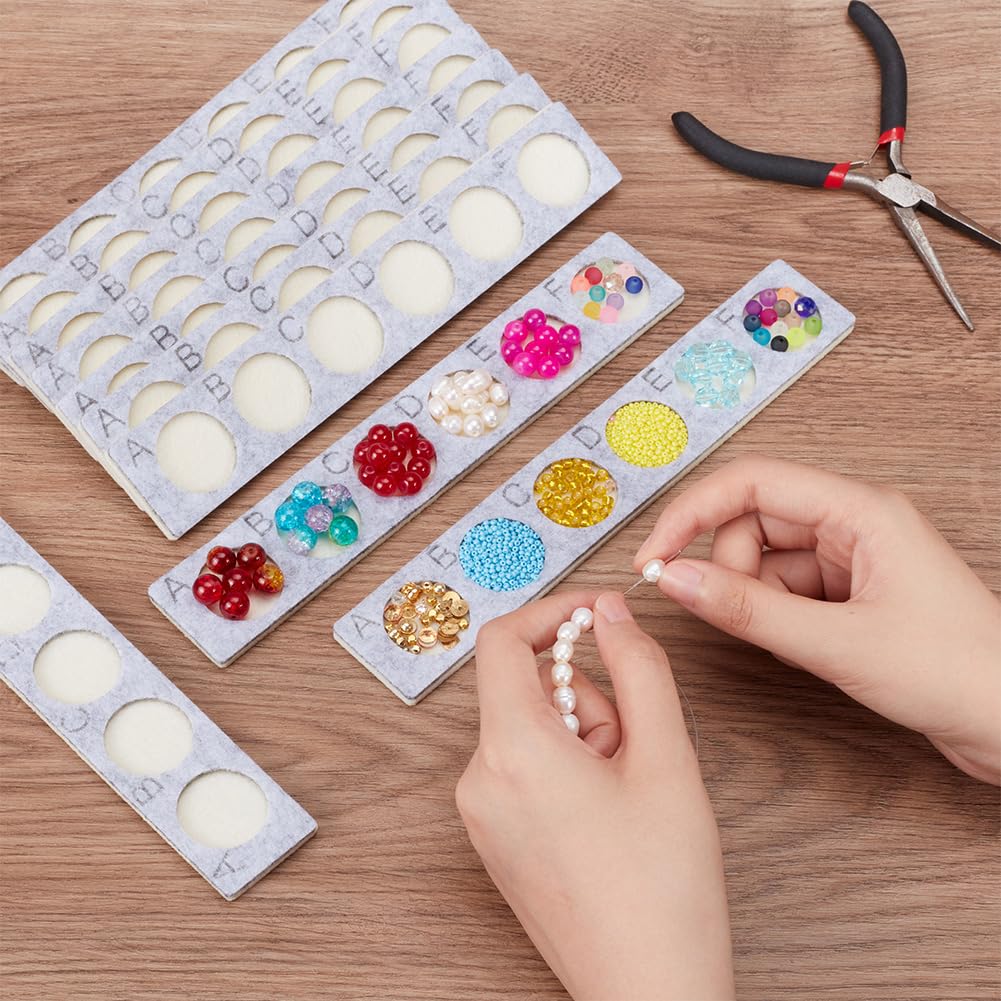 10pcs Bead Design Trays & Jewelry Organizer - Non-Slip Felt Beading Mat for Bracelet Making, Necklace Crafting - 8.6x1.4 Inch Bead Storage Tray (Perfect for DIY Jewelry Projects & Craft Organization)