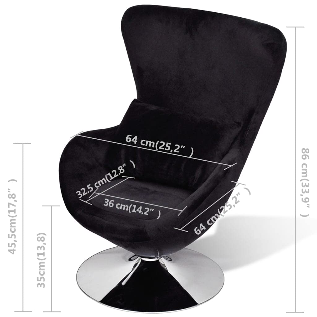 Egg-Shaped Armchair - Single Sofa, Lazy Boy Chair, TV & Reading Chair for Small Spaces - Cozy Accent Chair for Bedroom, Living Room & Office Corners (Black) - Perfect for Relaxing, Watching TV & Reading