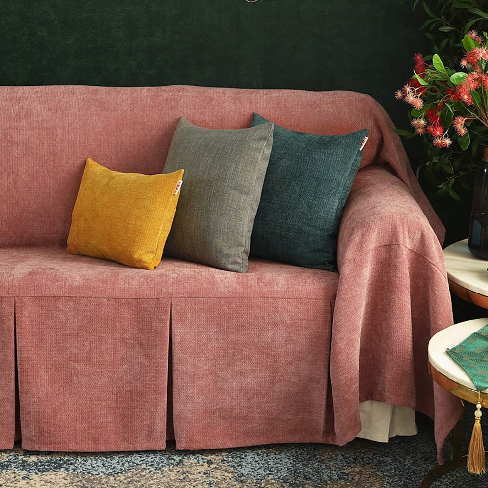 Velvet Sofa Cover for 3 Cushion Couch - Soft Non-Slip Furniture Protector, Cozy Solid Pink Throw Blanket for Armchair - Perfect for Living Room, Bedroom & Home Decor