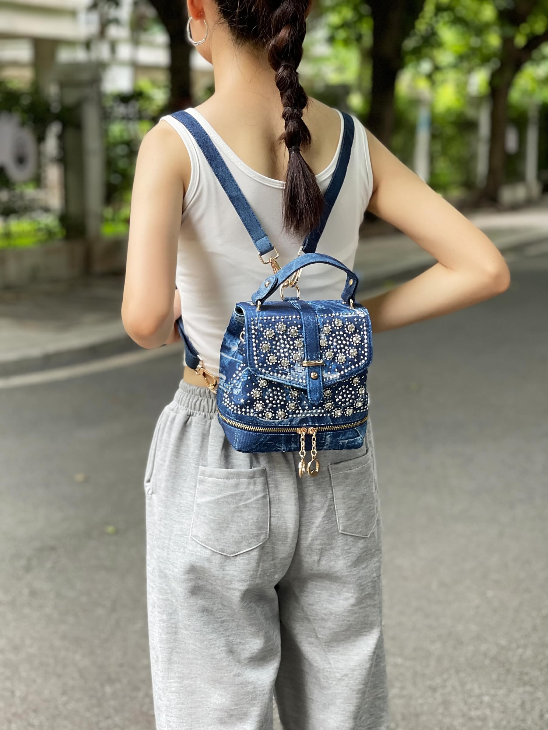 Sparkling Rhinestone Backpack Purse for Women - Mini Crossbody Bag for Party & Travel