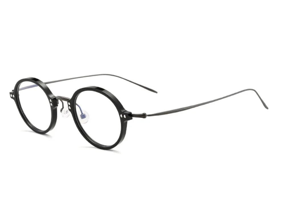Aimee Women's Full Rim Small Round Titanium Acetate Eyeglasses Frame 12543 - Lightweight & Durable Glasses for Work, Reading & Fashion Accessories