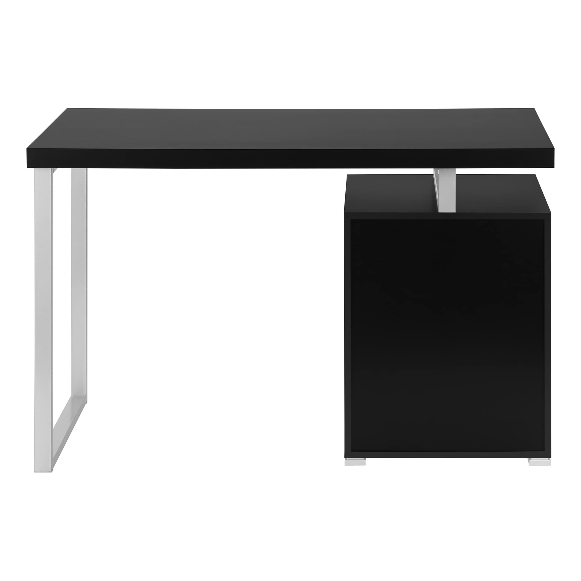 Monarch Specialties I 7649 48-Inch Modern Computer Desk with Storage Drawers - Home Office & Laptop Workstation for Left or Right Setup - Black & Grey Metal Laminate Contemporary Design - Perfect for Small Spaces & Remote Work