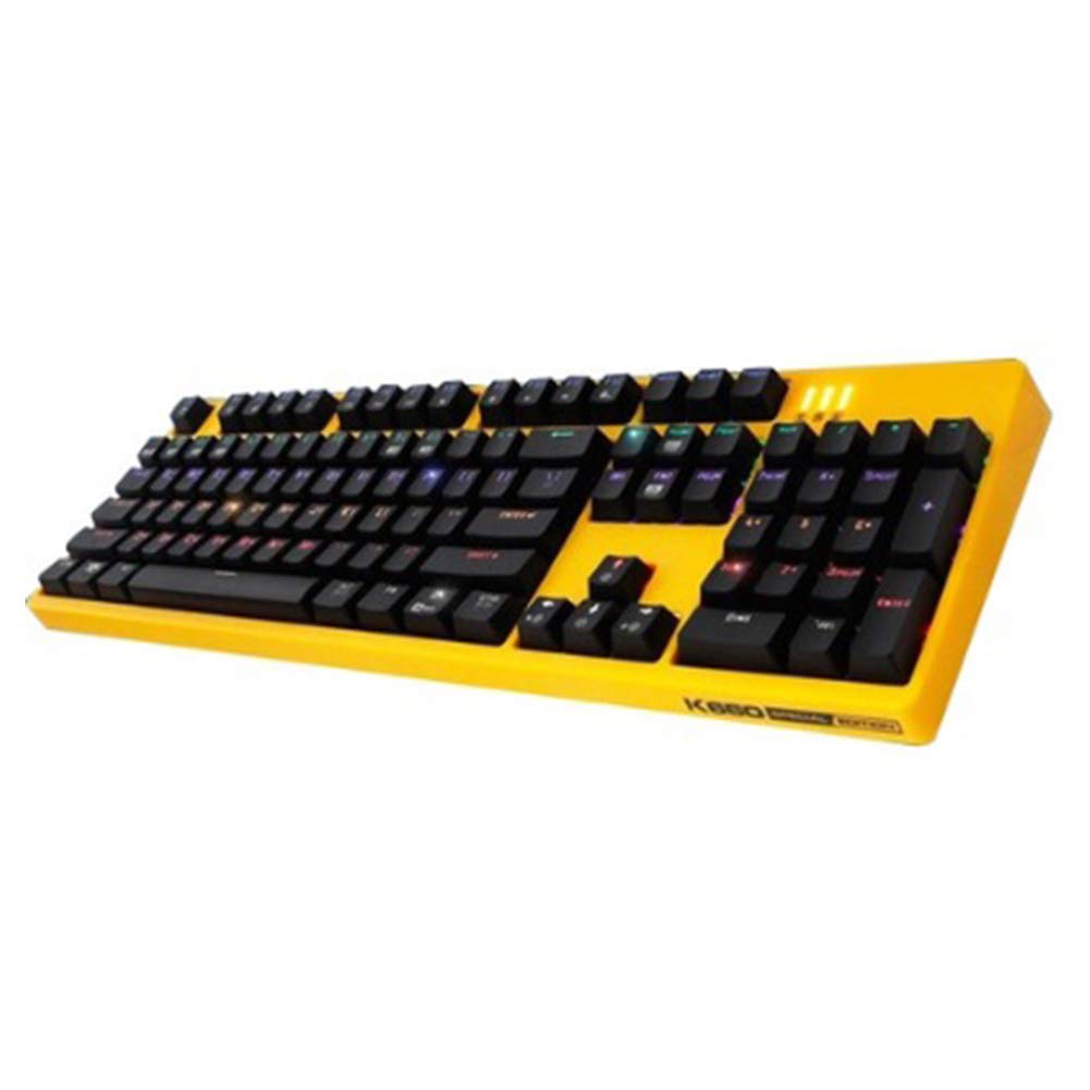 ABKO K660 Premium Arc Edition Waterproof Gaming Keyboard - Kailh Optical Switches, Rainbow LED Backlit, Quick Swap, Full Water Resistance, N-Key Rollover, English/Korean Layout (Yellow) - Perfect for Esports, Streaming & Office Work