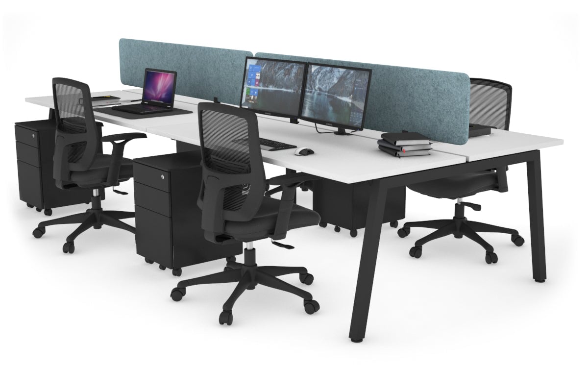 Quadro 4-Person Office Workstation Desk - 1600L x 700W Dimensions - Perfect for Team Collaboration, Open Office Spaces & Shared Workstations