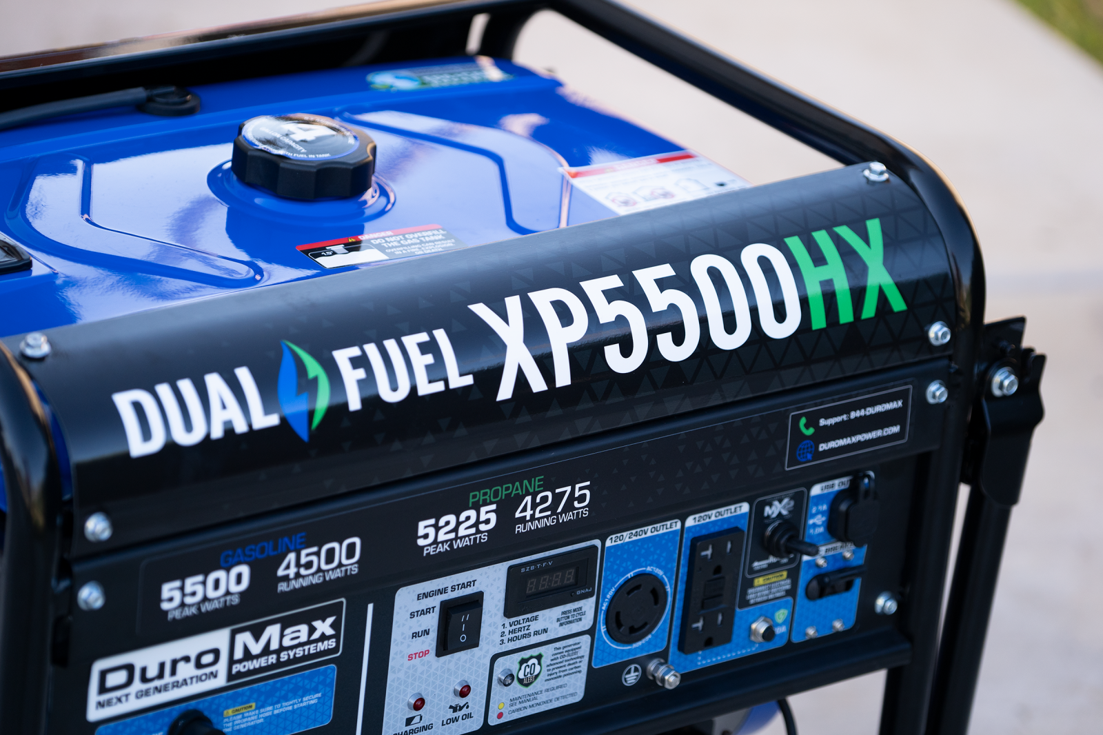 5500W Dual Fuel Portable Generator with CO Alert - Gas & Propane Powered for Camping, RV, Home Backup & Emergency Power