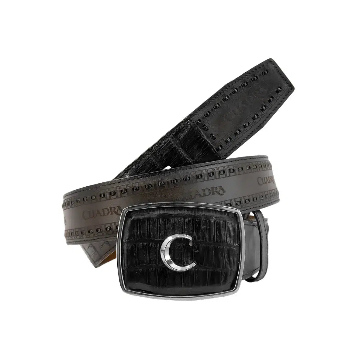 Cuadra Black Cowboy Western Fuscus Leather Belt for Men - Genuine Leather Western Belt with Buckle - Perfect for Rodeo, Country Music Festivals & Western Fashion Outfits
