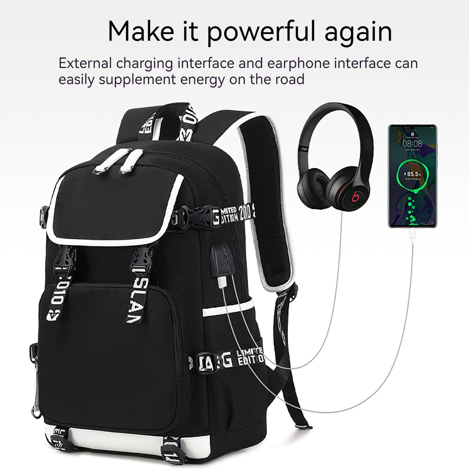 Large Capacity Waterproof Kids Backpack with USB Charging Port - Durable School Backpack for Girls (Black) | Perfect for School, Travel & Daily Use