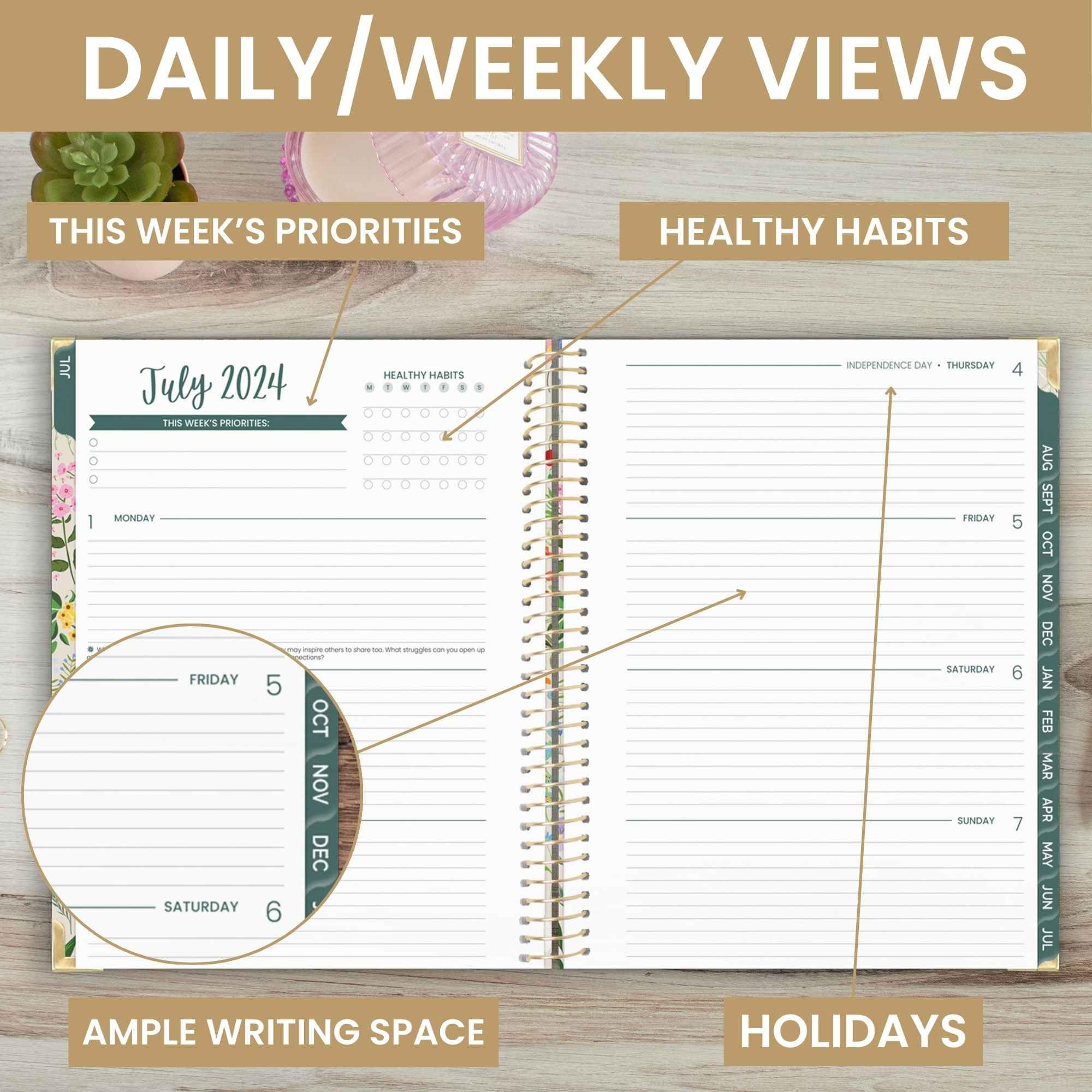 2024-2025 Academic Year Hardcover Bloom Daily Planner (8.5