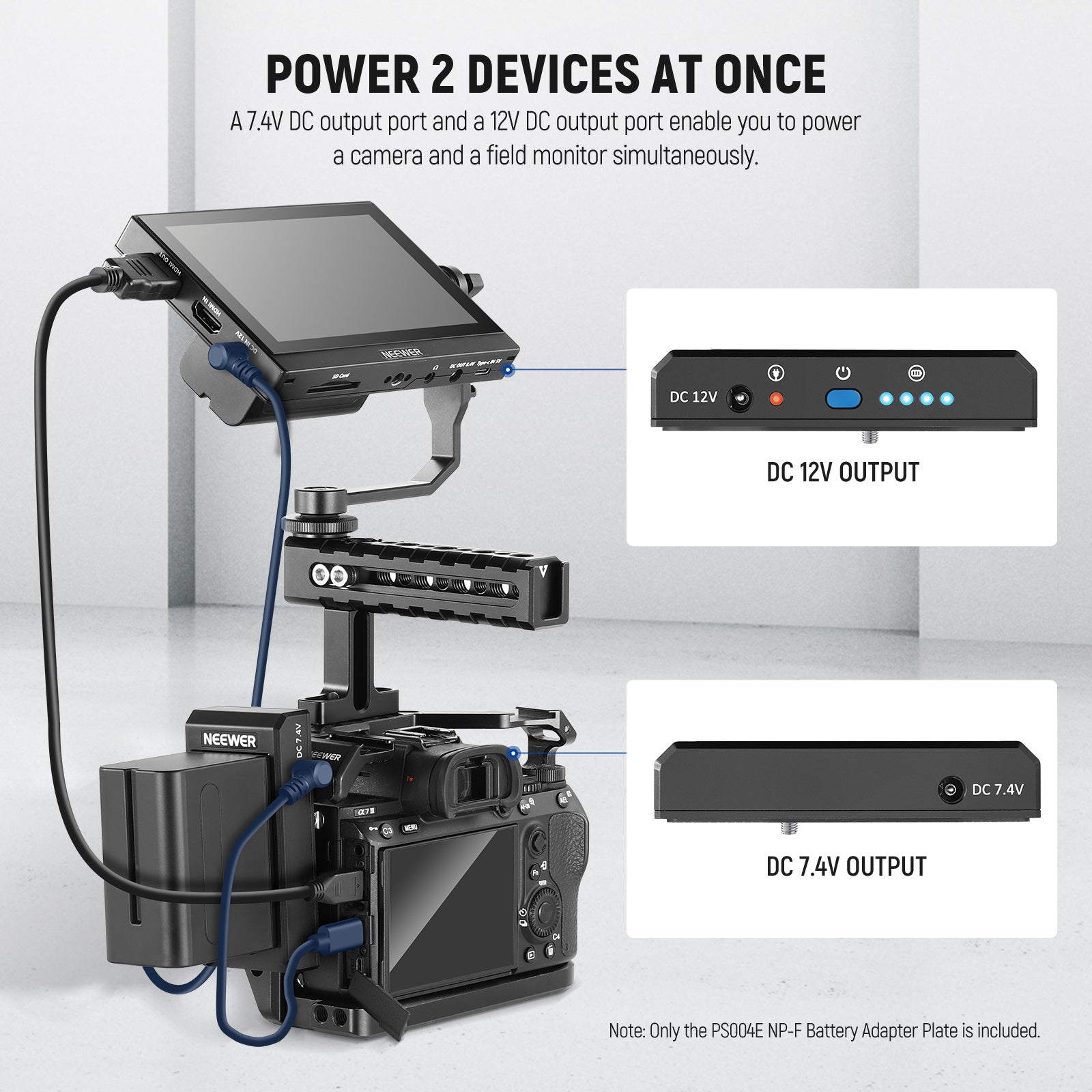 NEEWER PS004E Sony NP-F Battery Adapter Plate - Compatible with Sony Cameras - Power Your DSLR, Mirrorless & Video Equipment for Photography & Videography