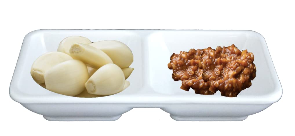 Melamine Rectangular Divided Plastic Dipping Plates - 2-Compartment Soy Sauce Dishes, White (144-Pack, 12 Dozen) - Perfect for Sushi Restaurants, Asian Cuisine & Party Serving Trays
