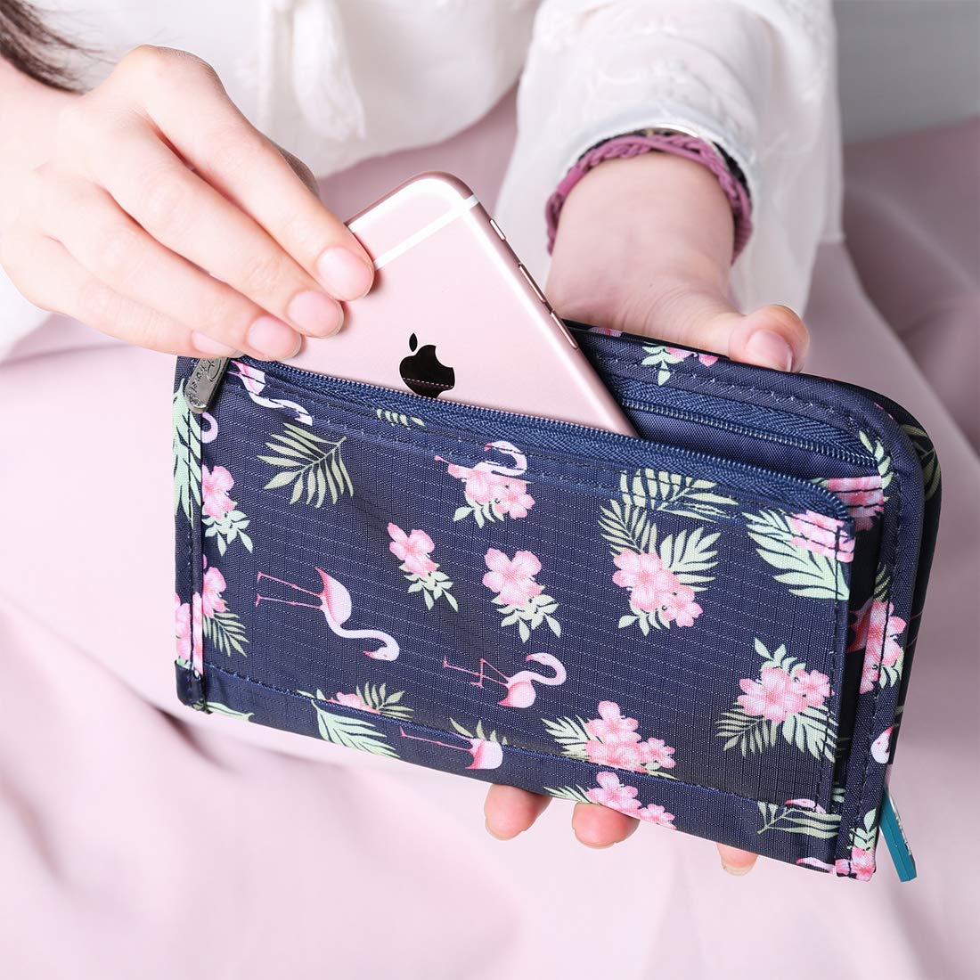 VanFn Travel Passport Wallet - RFID Blocking Family Passport Holder with Flamingo Design | Perfect for International Travel, Vacations & Airports | P.Travel Series