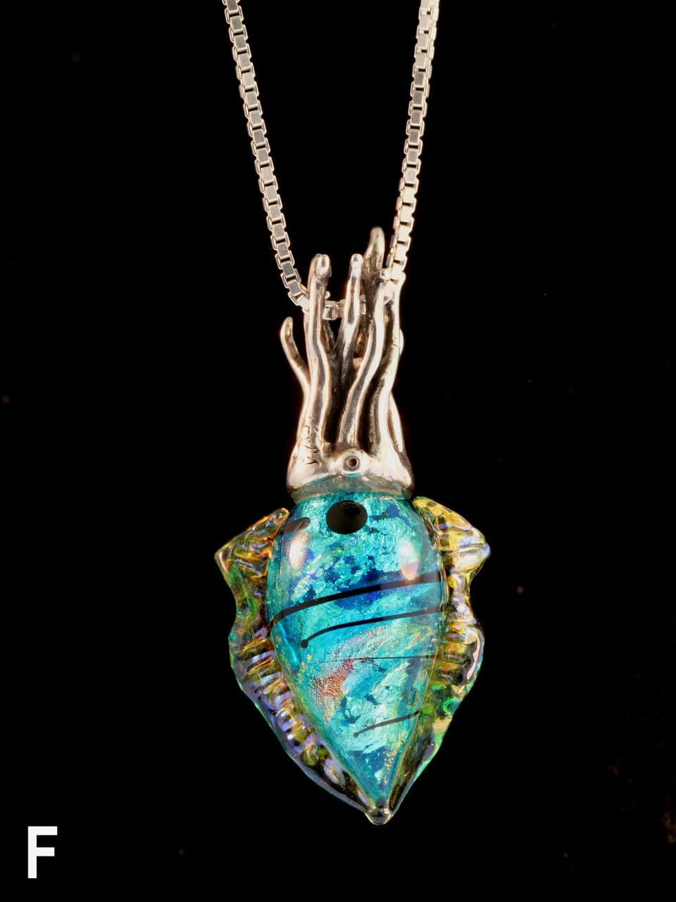 Dichroic Glass Cuttlefish Pendant Necklace - Unique Tentacle Squid Jewelry for Women & Men | Perfect for Halloween, Cosplay, and Ocean-Themed Outfits