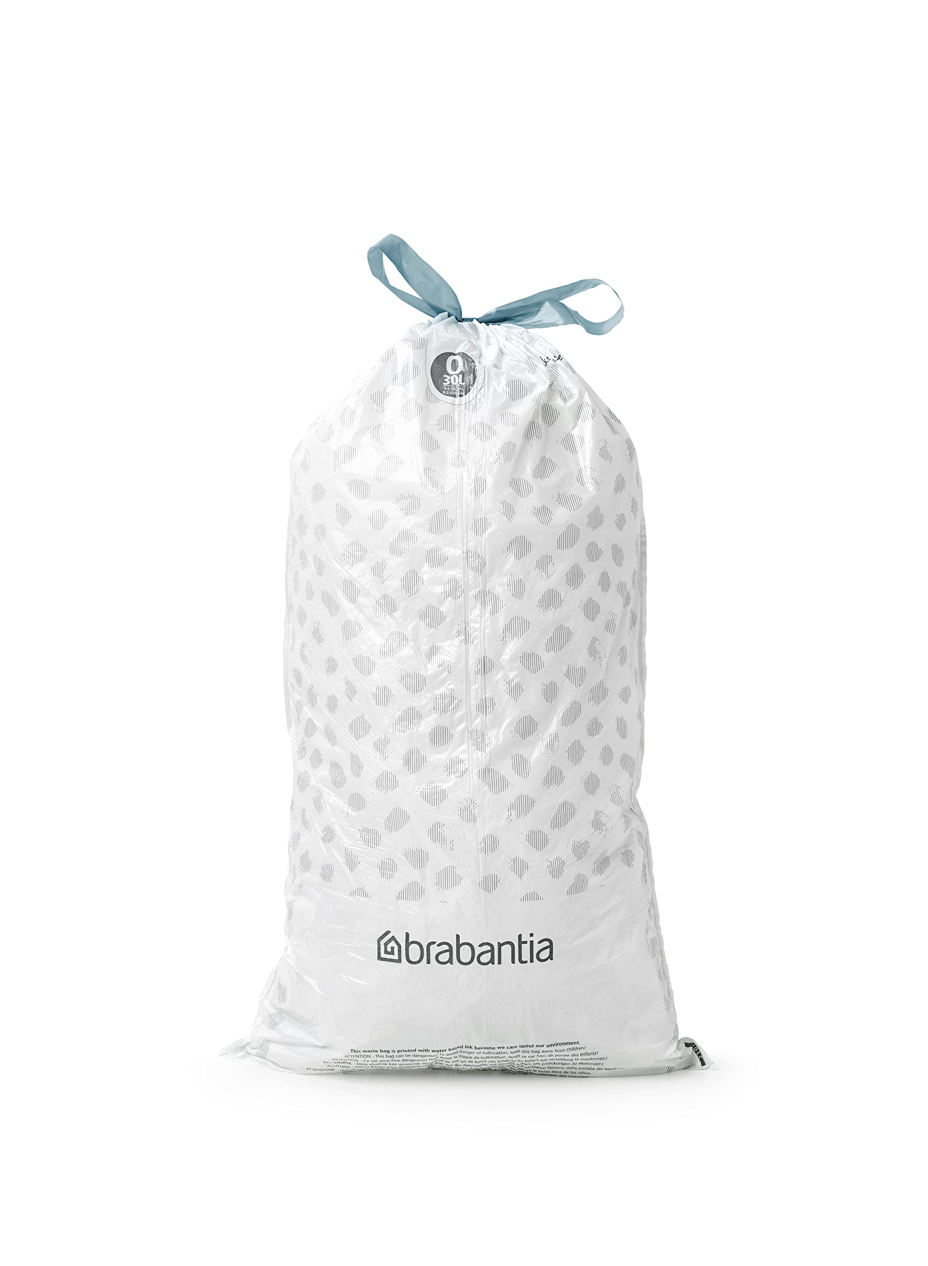 Brabantia PerfectFit 8 Gallon Trash Bags with Drawstring Handles - 120 Count Thick Plastic Trash Can Liners for Kitchen, Bathroom & Office Waste Disposal