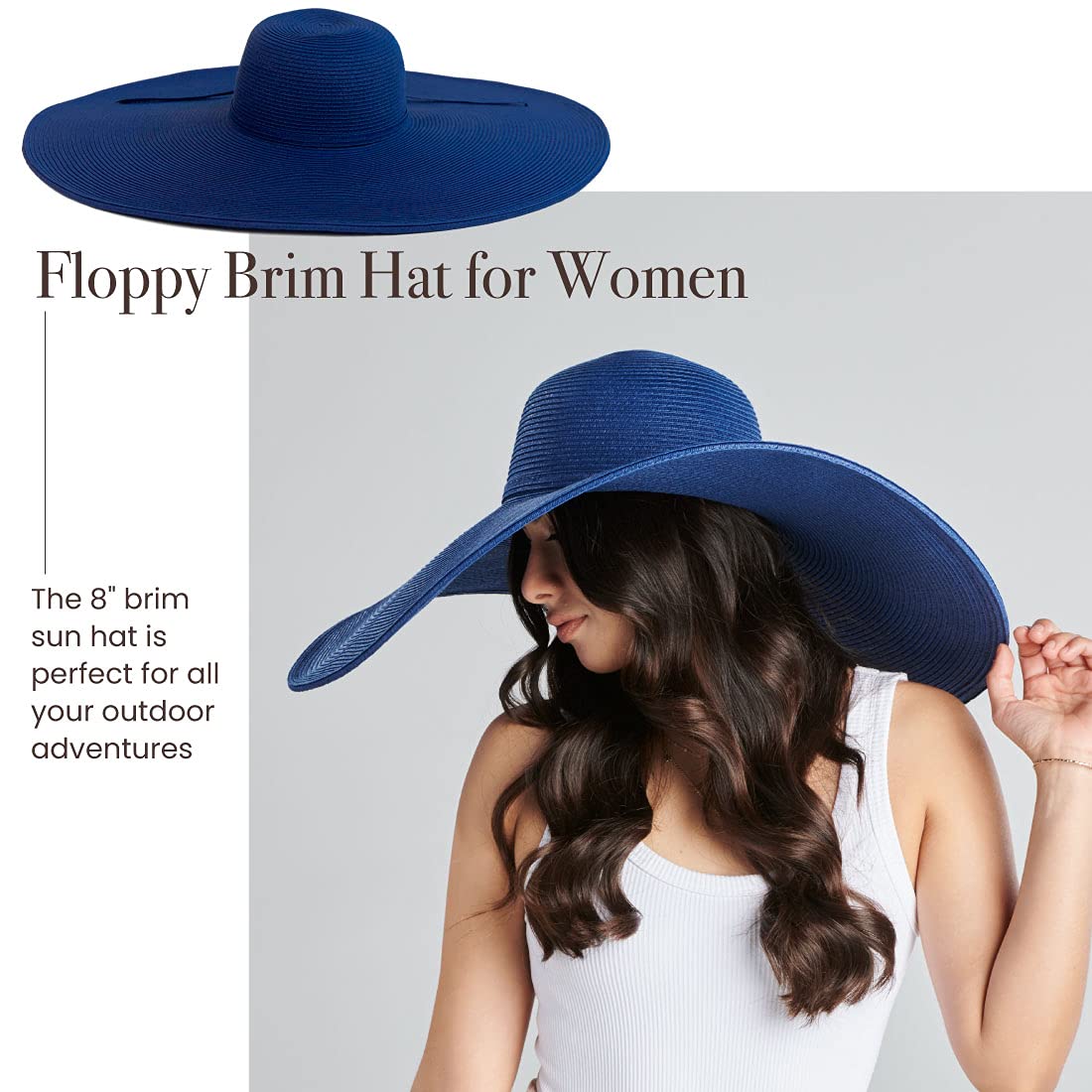 San Diego Hat Company Women's UPF 50+ Ultrabraid Sun Hat - Adjustable Wide Brim Beach Hat for Women, Perfect for Outdoor Activities, Vacations & Summer Protection