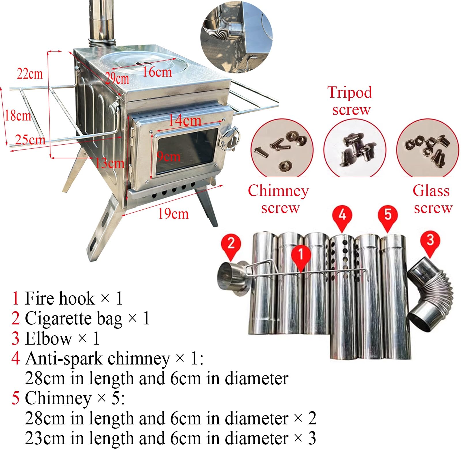 Portable Wood Burning Stove for Camping & Indoor Use - Foldable Legs, Compact Design for Tent Heating & Outdoor Cooking | Perfect for Backpacking, Emergency Preparedness & RV Trips