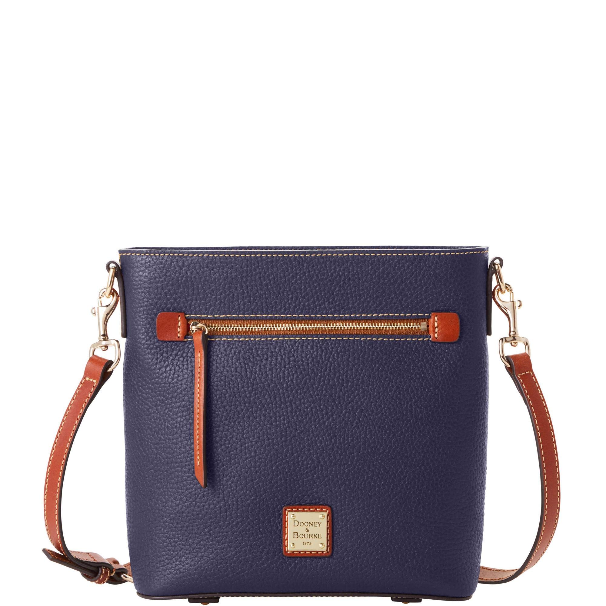 Dooney & Bourke Pebble Leather Zip Crossbody Shoulder Bag for Women - Navy Blue Small Handbag Purse for Everyday Use, Travel & Work
