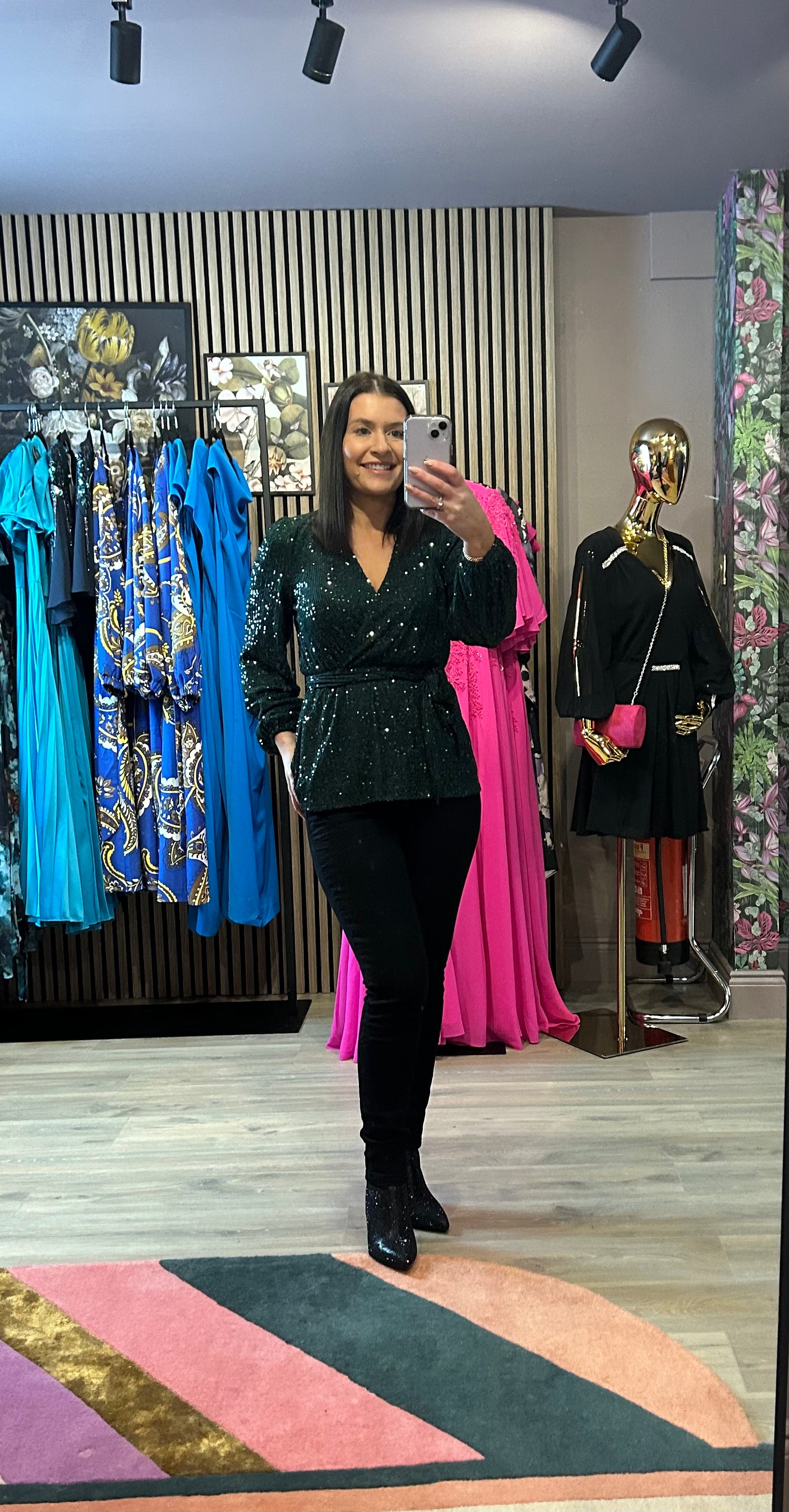 Gabriella Long Sleeve Sequin Top for Women - Elegant Jade Green Blouse for Party, Evening, and Special Occasions