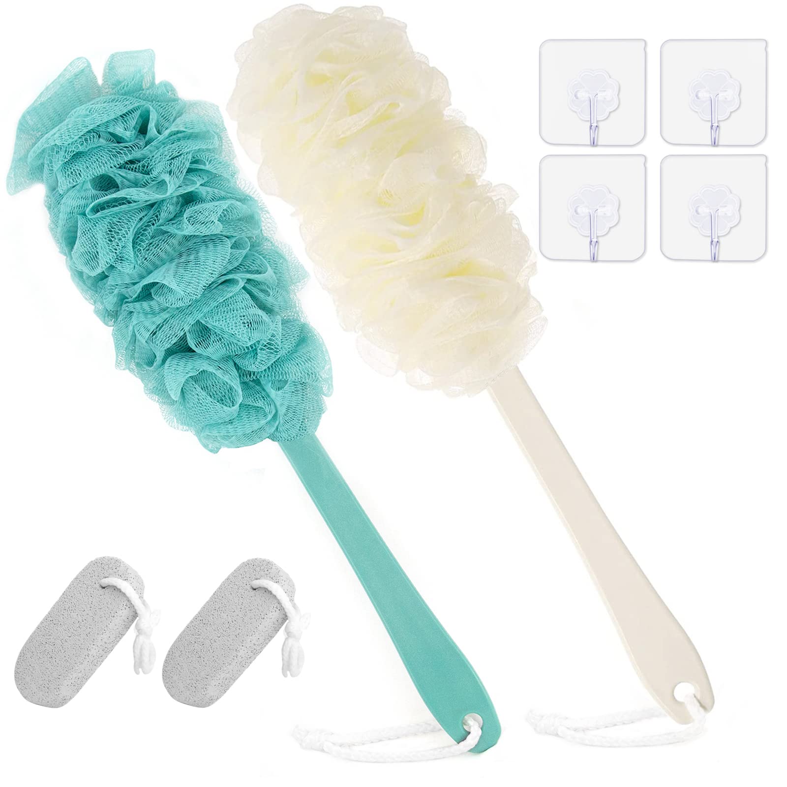 Long Handle Back Scrubber Brush for Shower - Soft Nylon Mesh Loofah Exfoliator for Women & Men - Skin Care Bath Brush with Ergonomic Design - Perfect for Exfoliating, Cleansing Hard-to-Reach Areas & Spa-Like Experience at Home