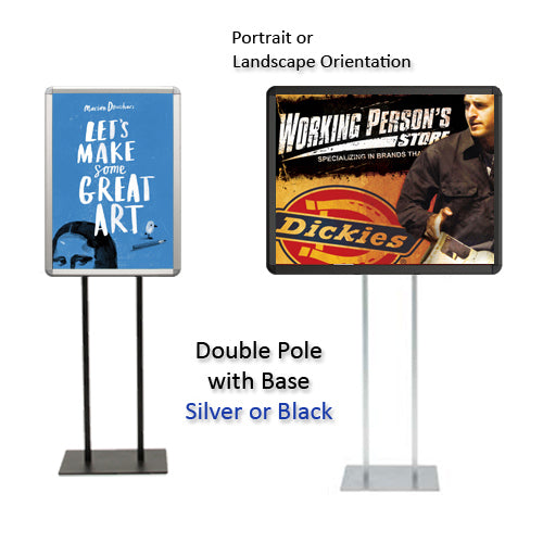 20x20 Double Pole Floor Stand Sign Holder with Radius Corners - Snap Frame for Retail Displays, Trade Shows & Event Signage